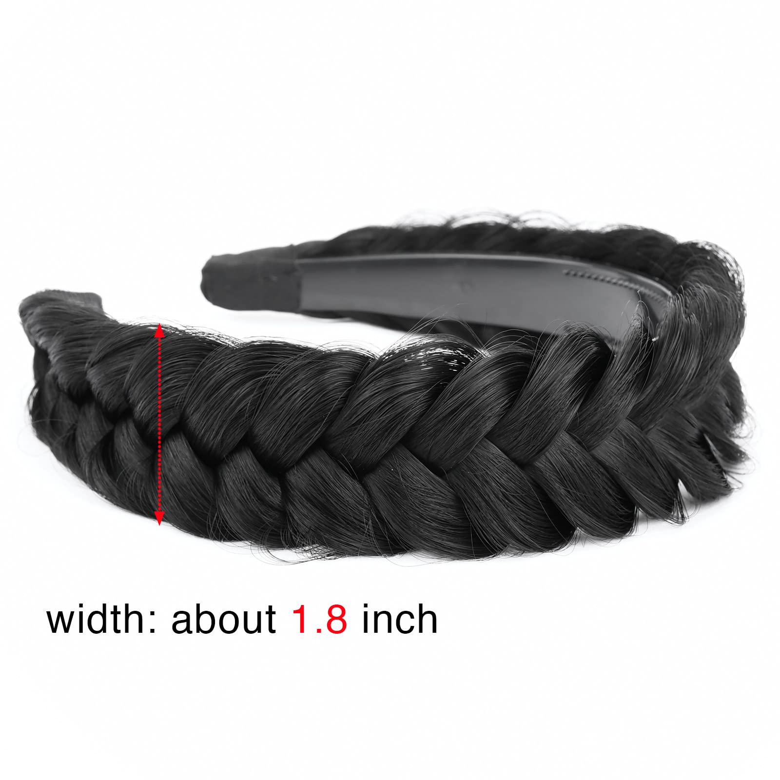 Gledola Wide Braided Headband With Teeth Braids Hairband With Tooth Synthetic Hair Band Plaited Hairband For Women (W-Natural Bl
