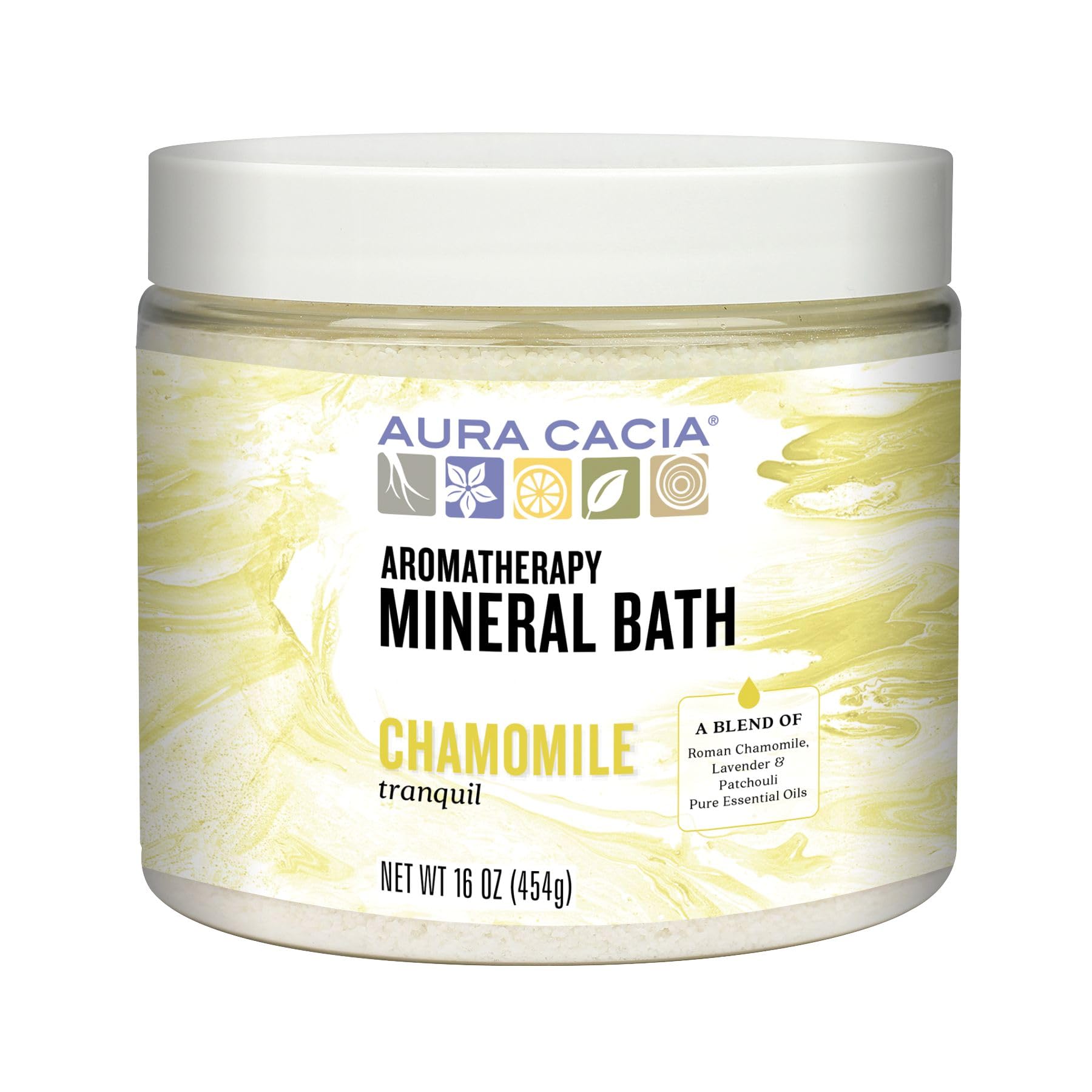 Aura Cacia Aromatherapy Mineral Bath, Tranquil Chamomile, 16 Ounce Jar (Pack Of 2)