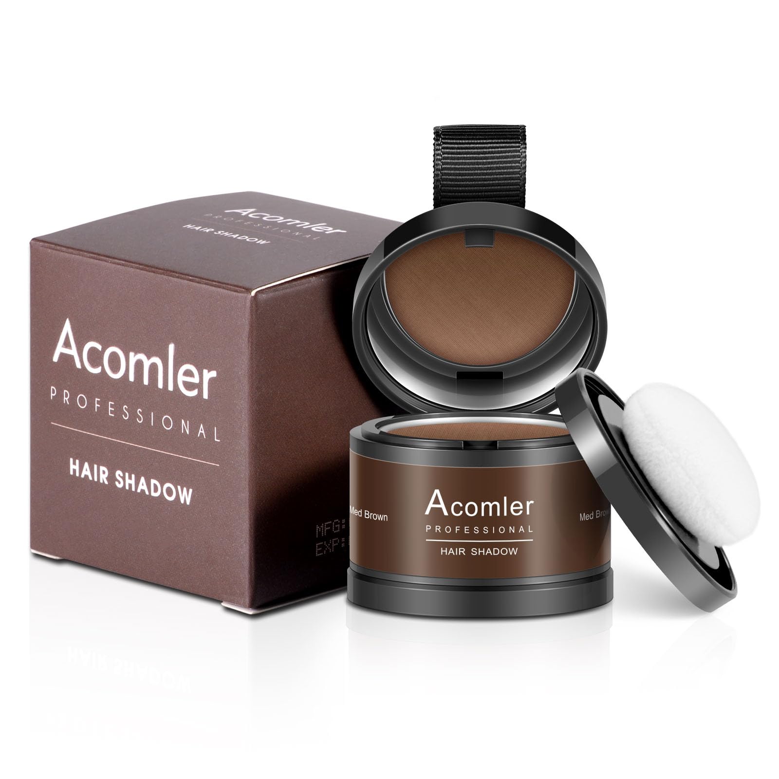 Acomler Root Cover Up Powder For Thinning Hair, Grey Coverage, And Bald Spots - Medium Brown For Hairline Shadow And Beard Line