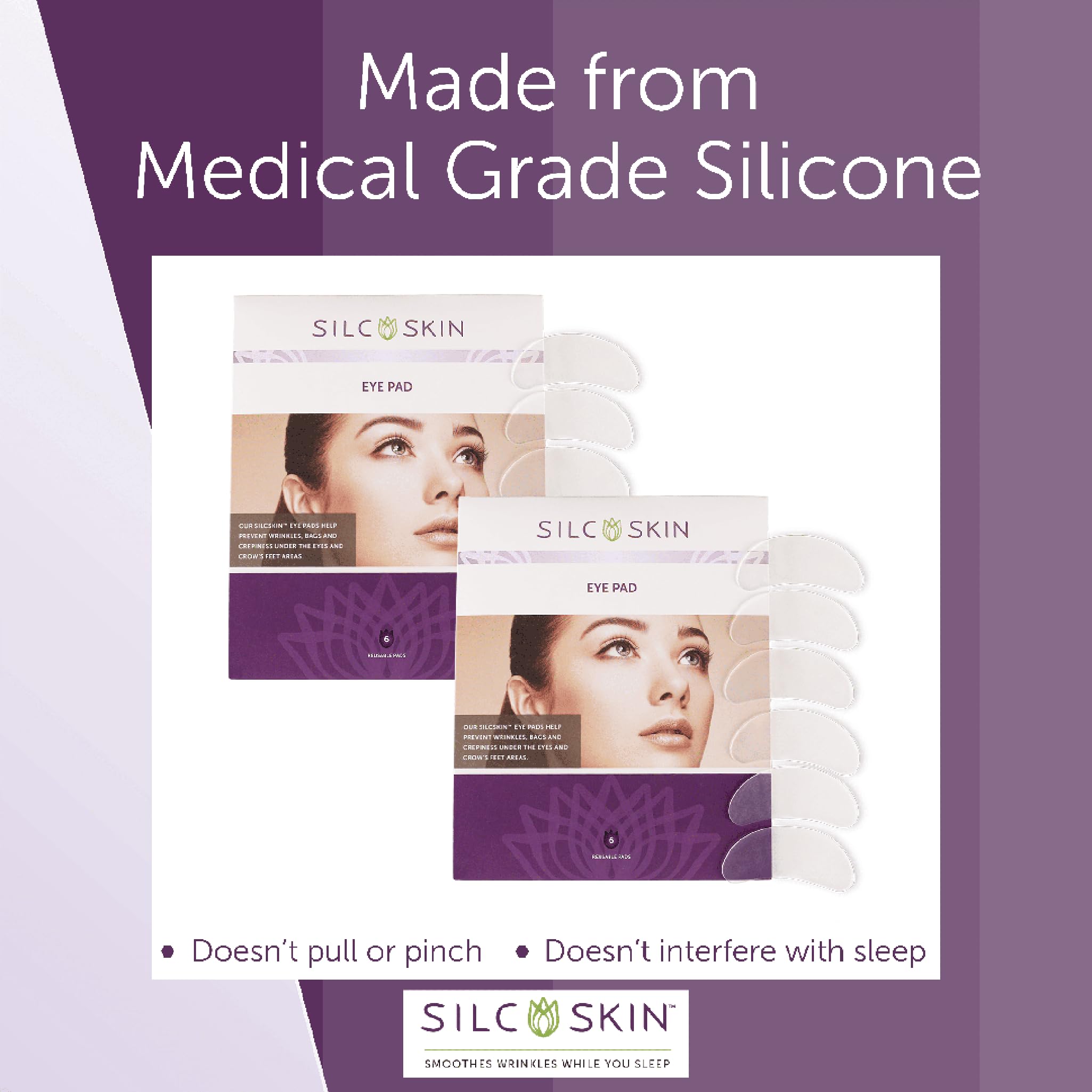 Silcskin Silicone Eye Pads - Reusable Overnight Eye Patches, Medical-Grade Silicone For Fine Lines, Crepey Skin, And Puffiness -