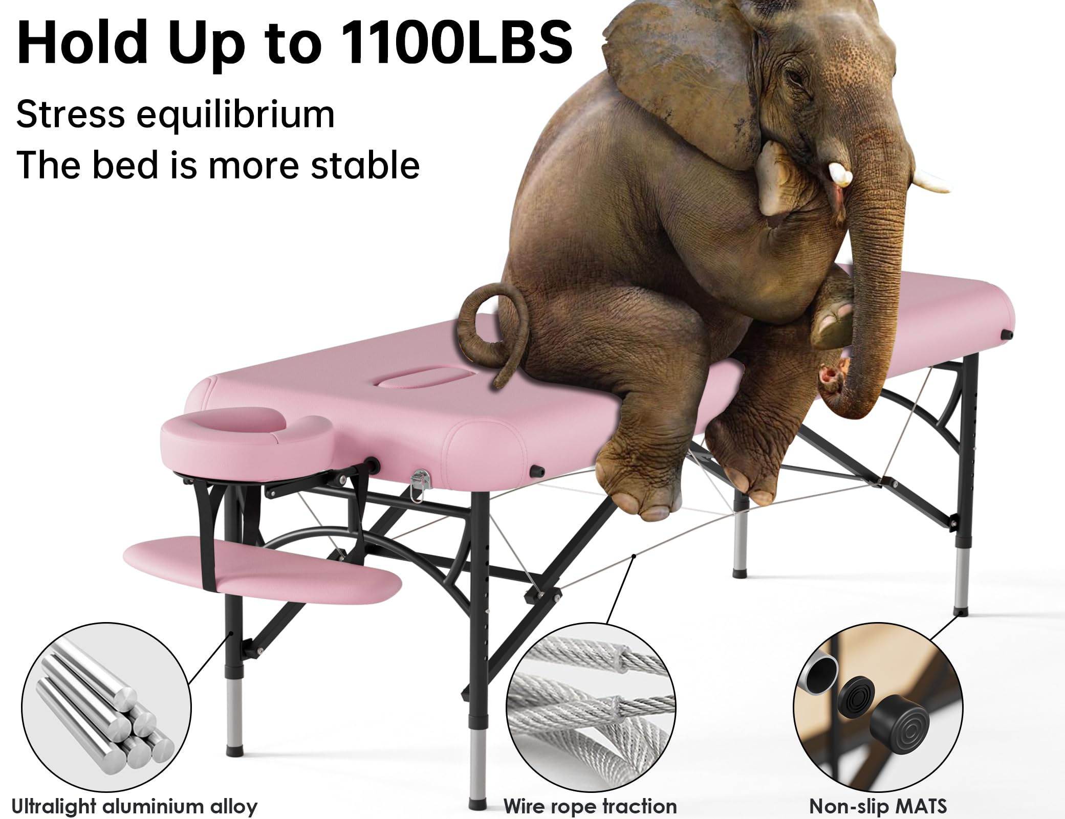 Cloris 84'' Professional Massage Table Portable 2 Folding Lightweight Facial Salon Spa Tattoo Bed Height Adjustable With Carryin