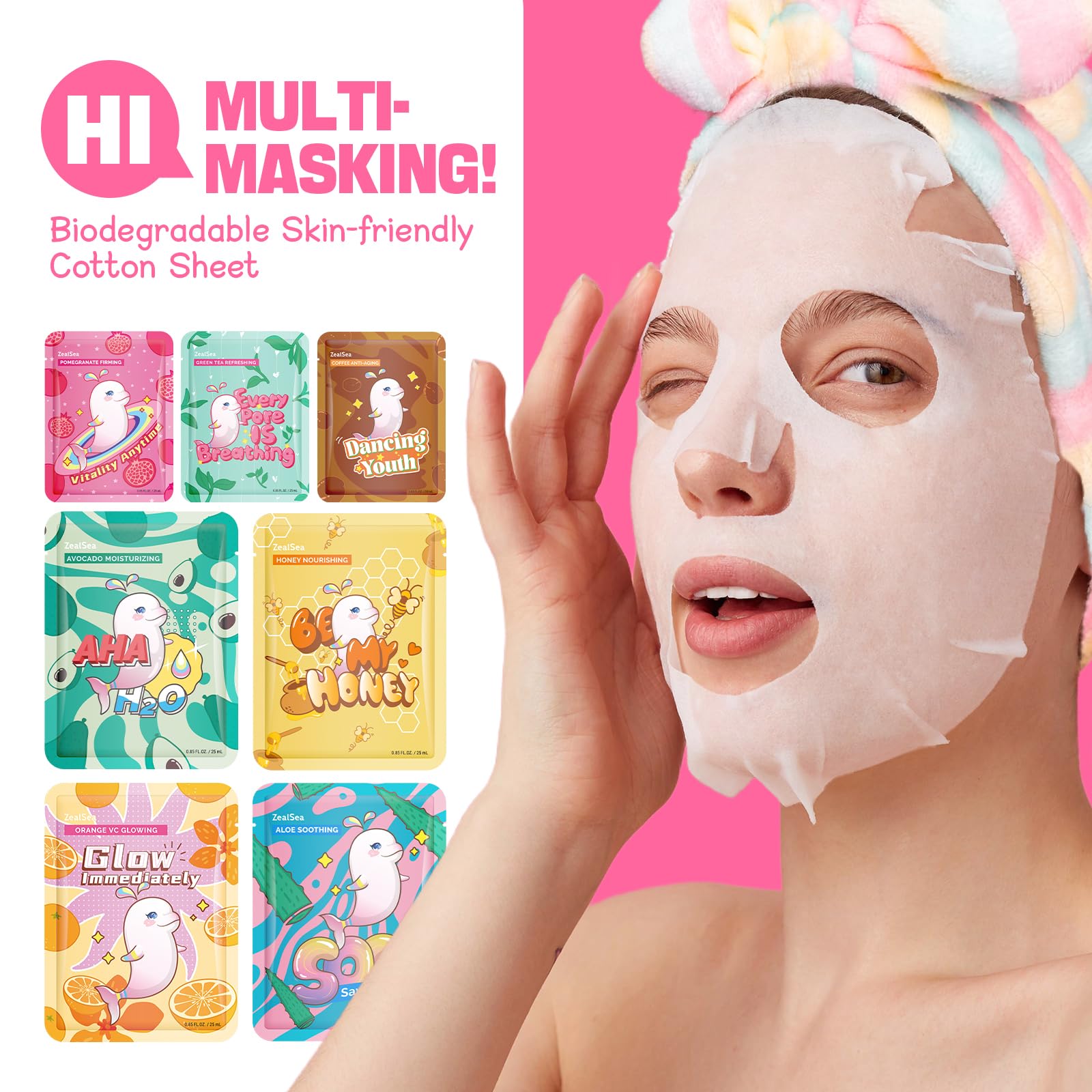 Zealsea Face Masks Skincare, Facial Masks For Women Skin Care, Sheet Masks Beauty With Natural Ingredients, Birthday Party Spa G