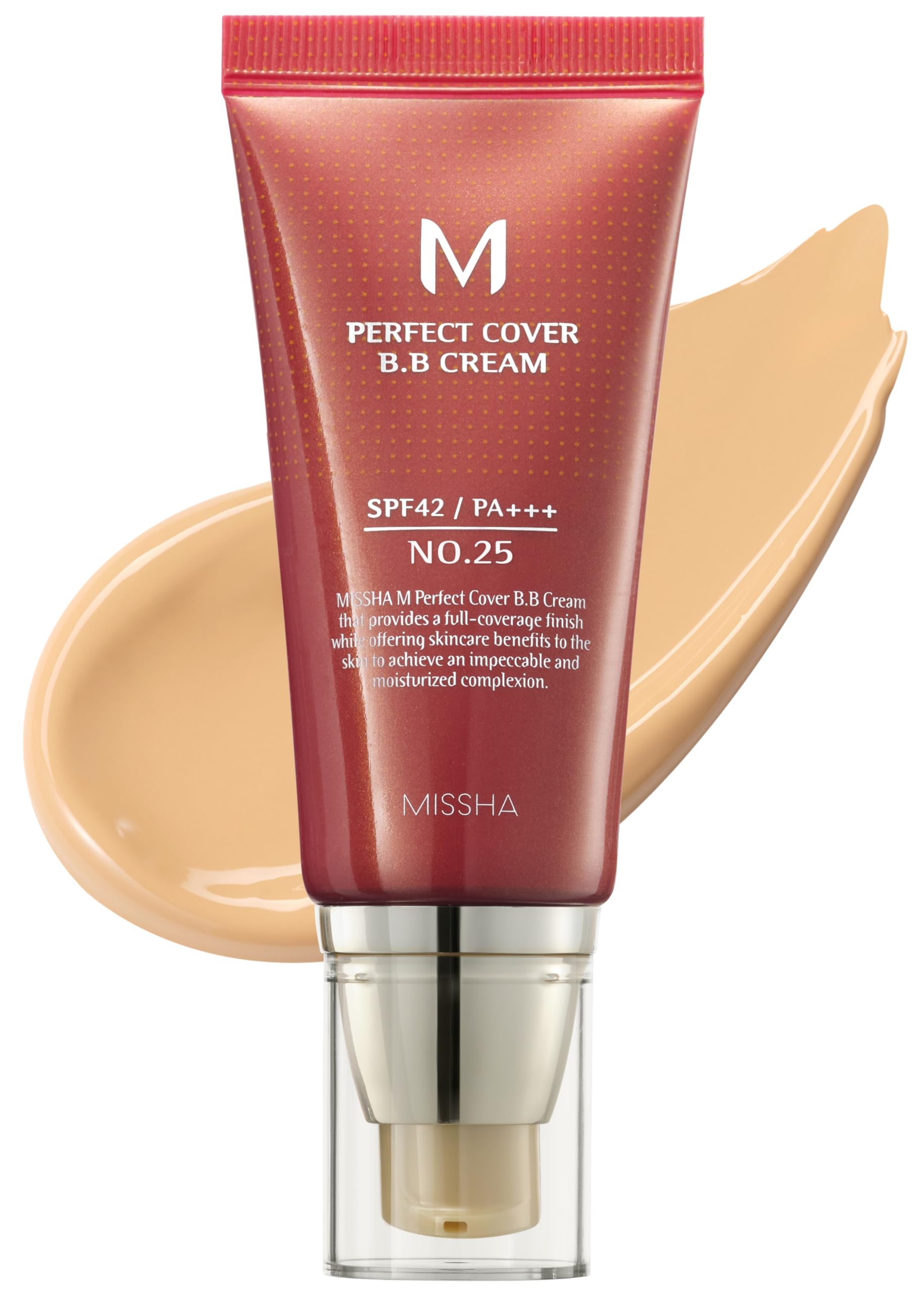MISSHA M Perfect BB Cream No.25 Warm beige for light/medium with neutral skin tone SPF 42 PA +++ / 1.69 Fl Oz - Tinted Moisturiz