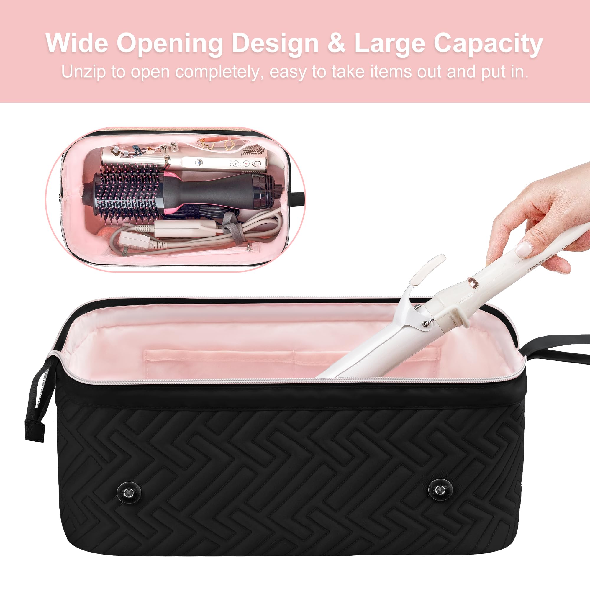 Leudes Hair Tools Travel Bag For Women Heat Resistant Mat For Travel Essentials Hot Tools Straighteners,Flat Irons,Curling Iron,