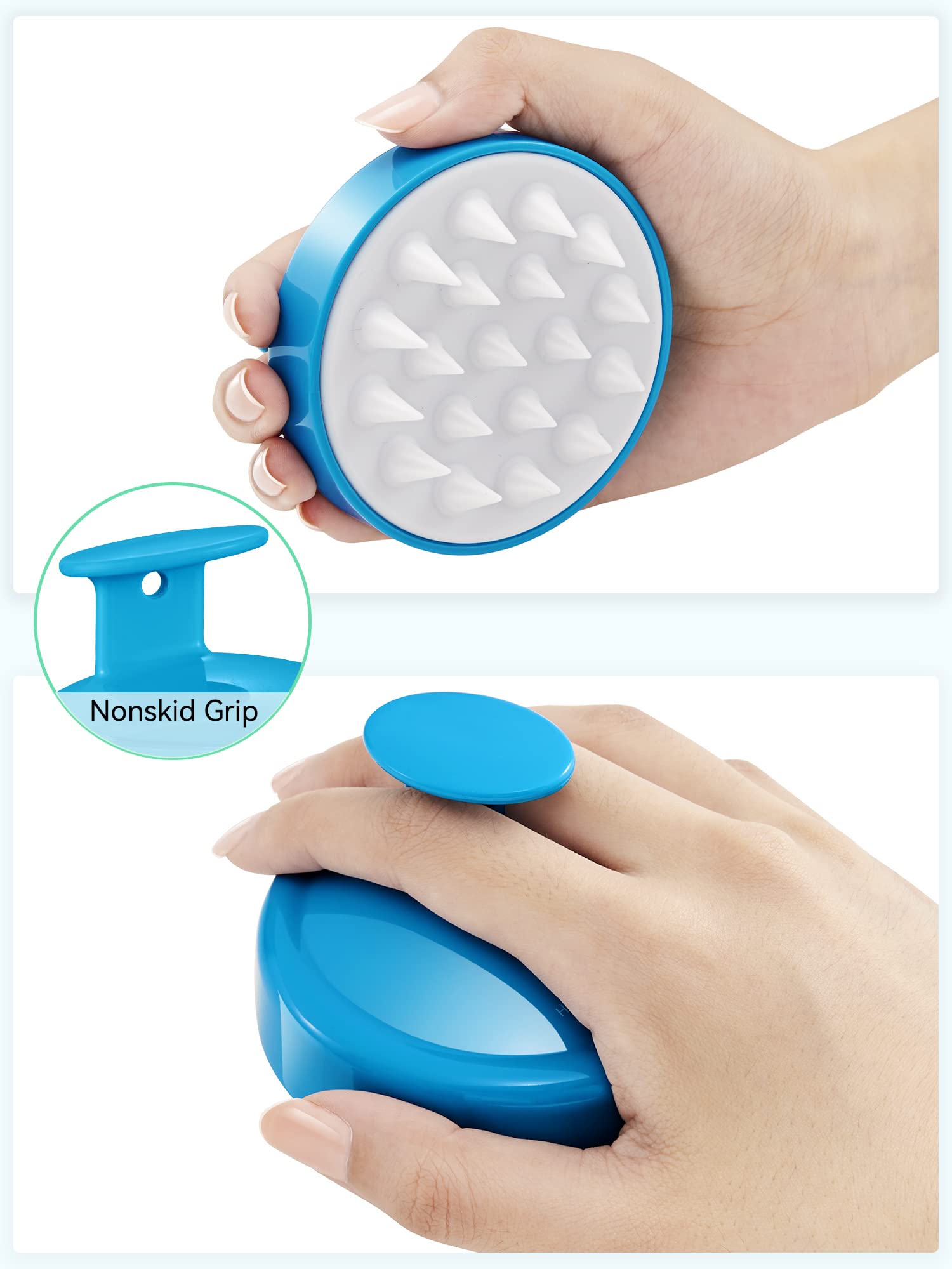 Heeta Scalp Massager With Soft Silicone Bristles For Hair Growth, Dandruff Removal And Exfoliation - Sky Blue Shampoo Brush