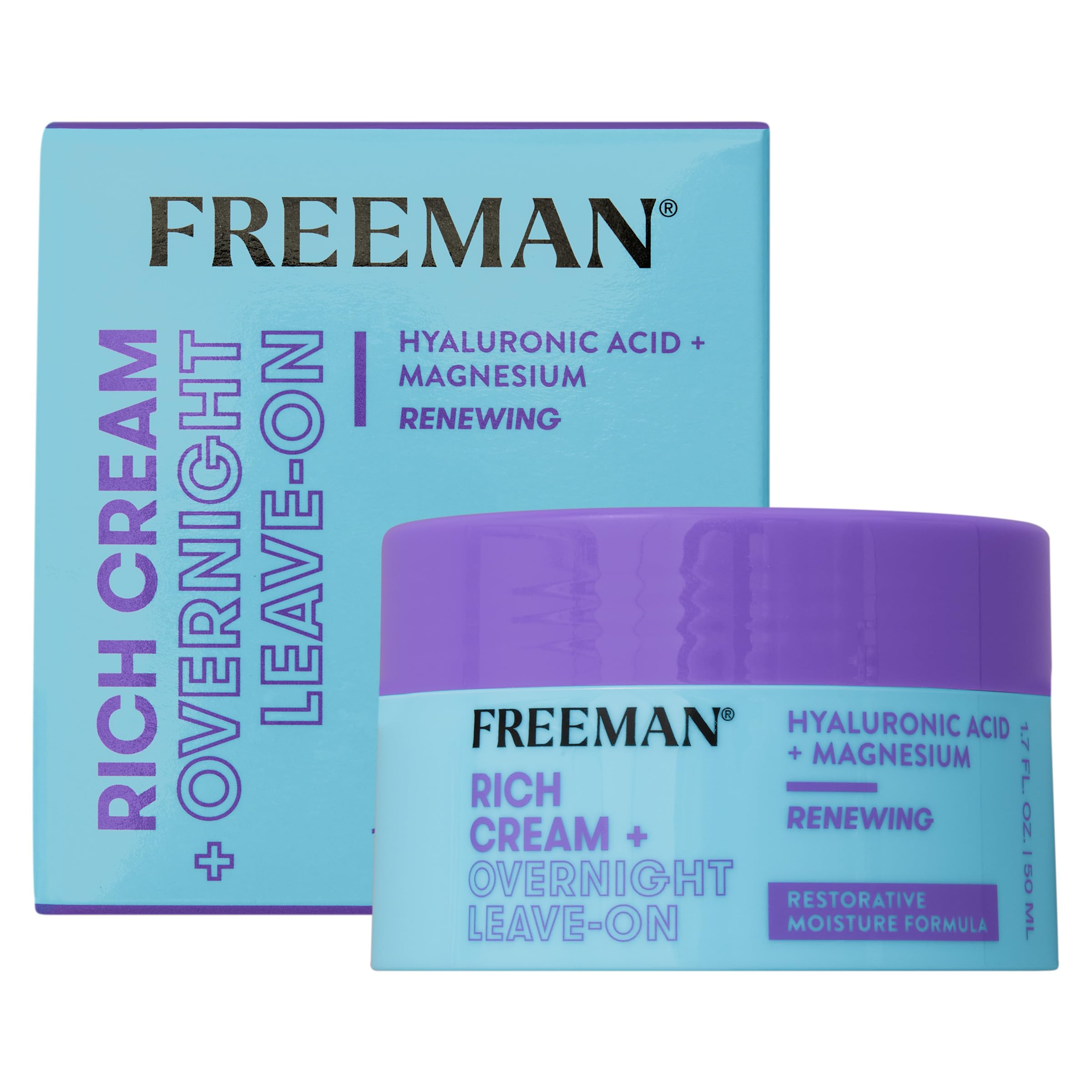 Freeman Restorative Moisturizing & Repairing Rich Cream + Overnight Leave-On Treatment, For Dull & Tired Skin, Infused With Magn