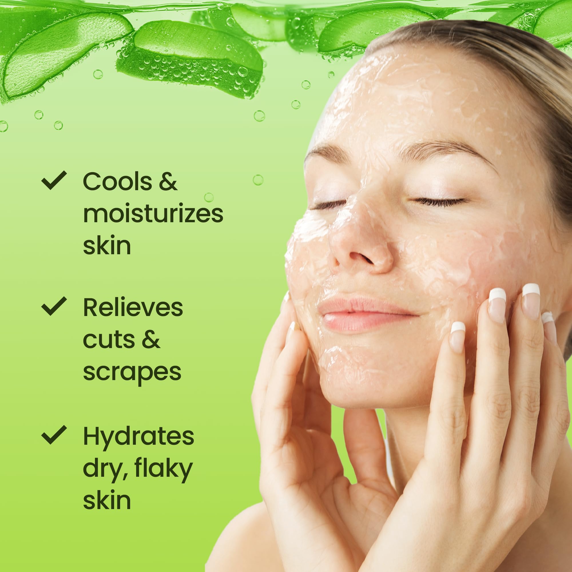 Organic Aloe Vera Gel - 100% Pure For Skin, Sunburn Relief & Face Moisturizer - Extracted From Aloe Vera Plant With Manuka Honey