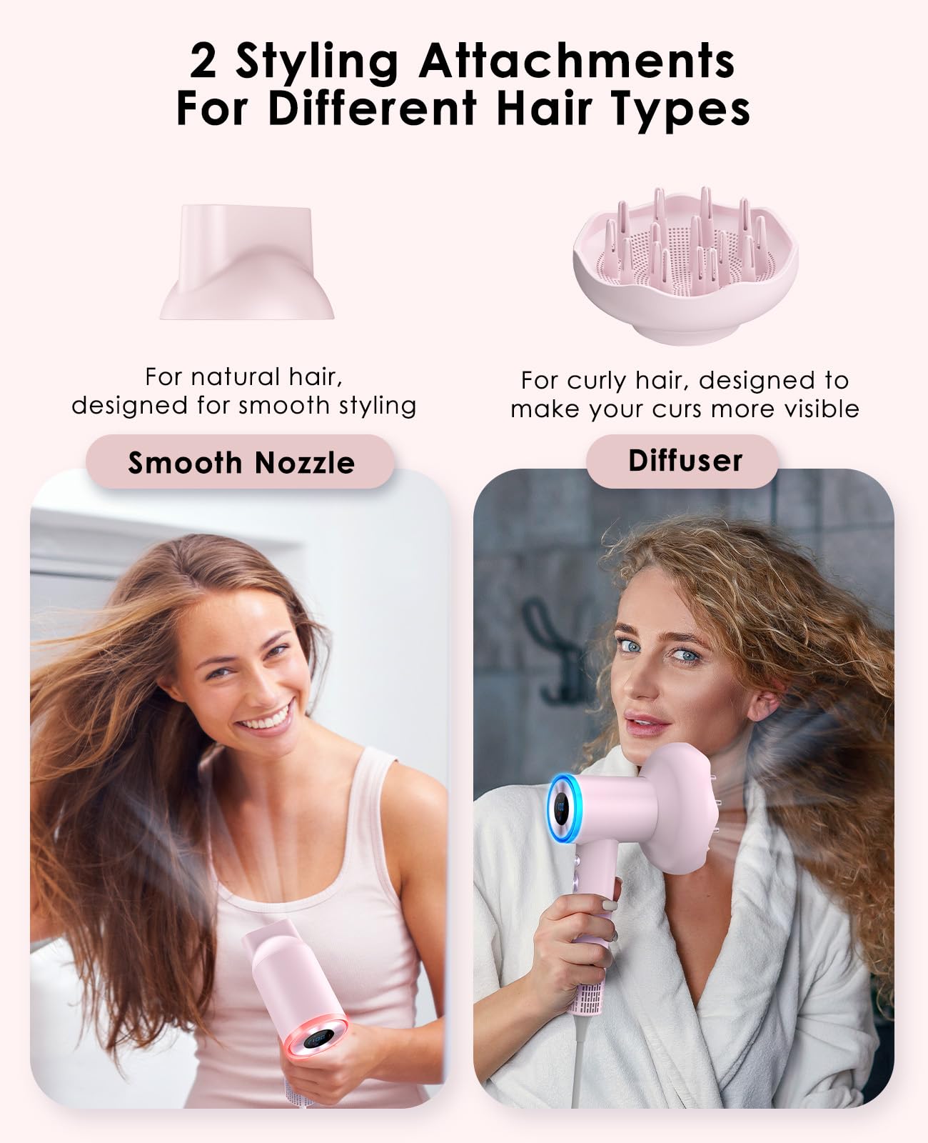 Osou Diffuser Hair Dryer, High Speed Fast Drying Hair Dryers, Negative Ionic Professional Blow Dryer With 110000 Rpm Brushless M