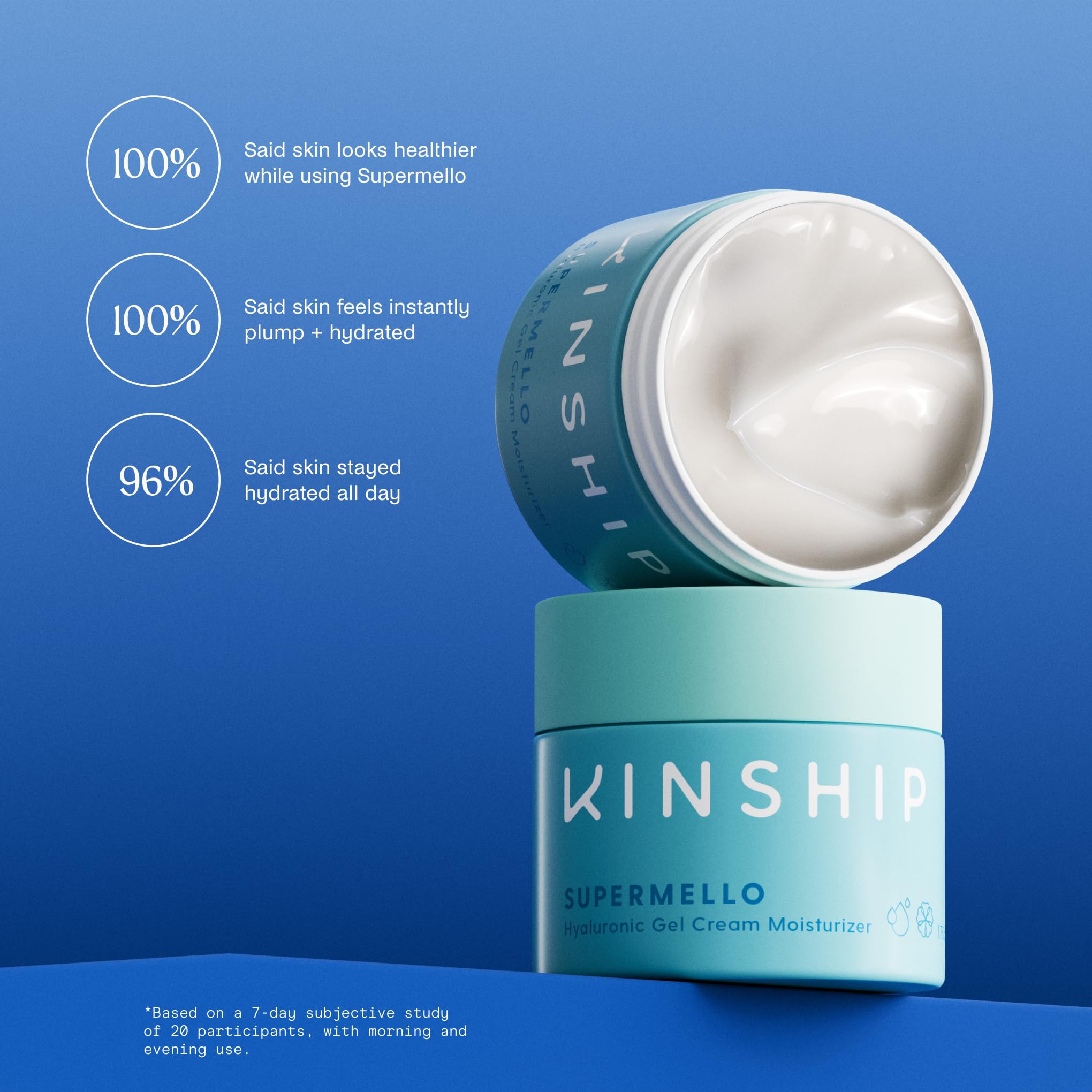Kinship Supermello Hyaluronic Gel Cream Moisturizer - Hyaluronic Acid Face Lotion - Lightweight + Hydrating - Plump, Smooth + So
