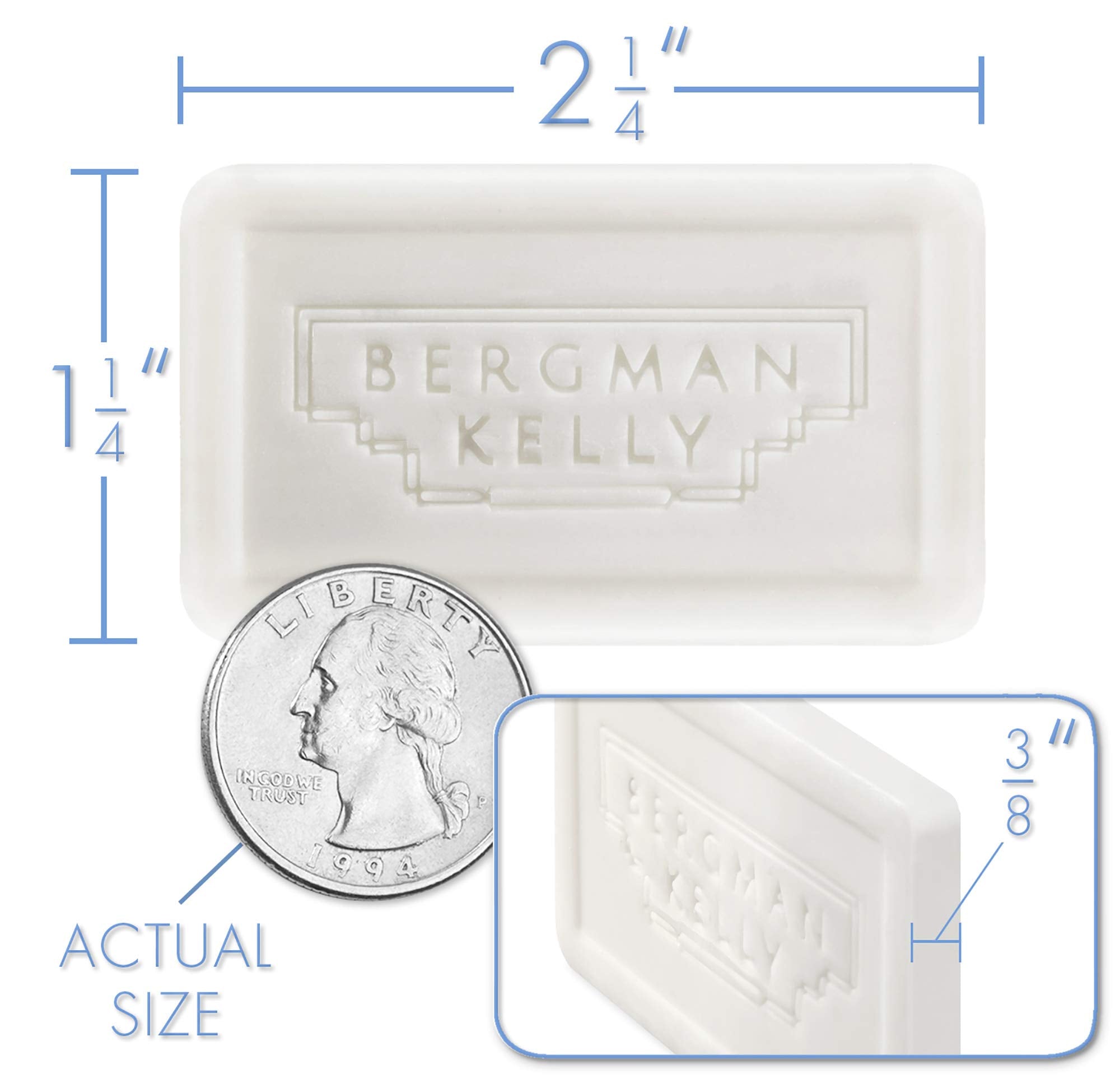 Bergman Kelly Hotel Soap Bars (White Tea, 05 Oz, 100 Pk), Travel Size Luxury Bulk Amenities Bar Soap, Mini Individually Wrapped