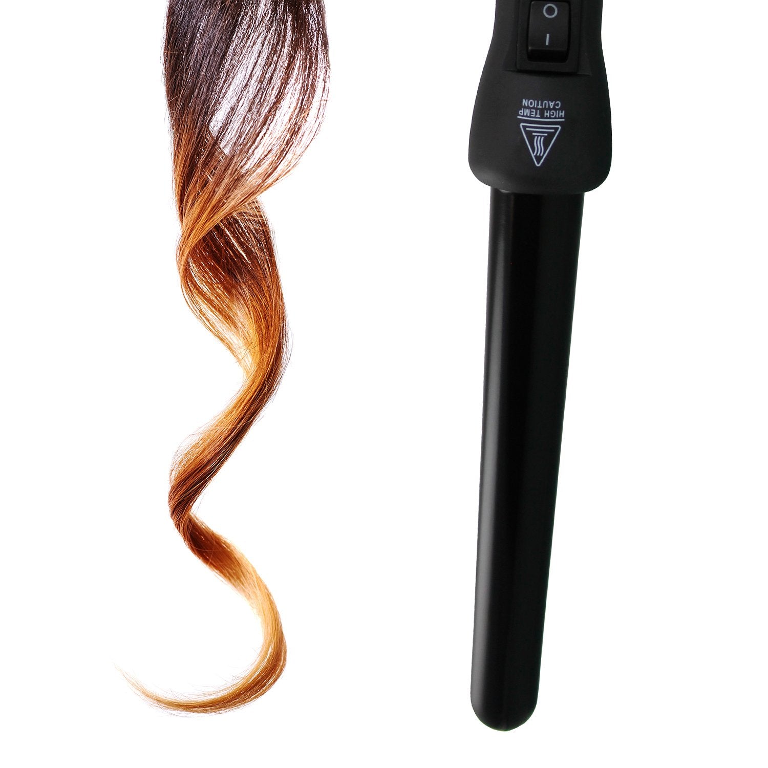Herstyler Grande Ceramic Curling Wand - 1 Inch Dual Voltage For Long And Short Hair - Negative Ions (Black)