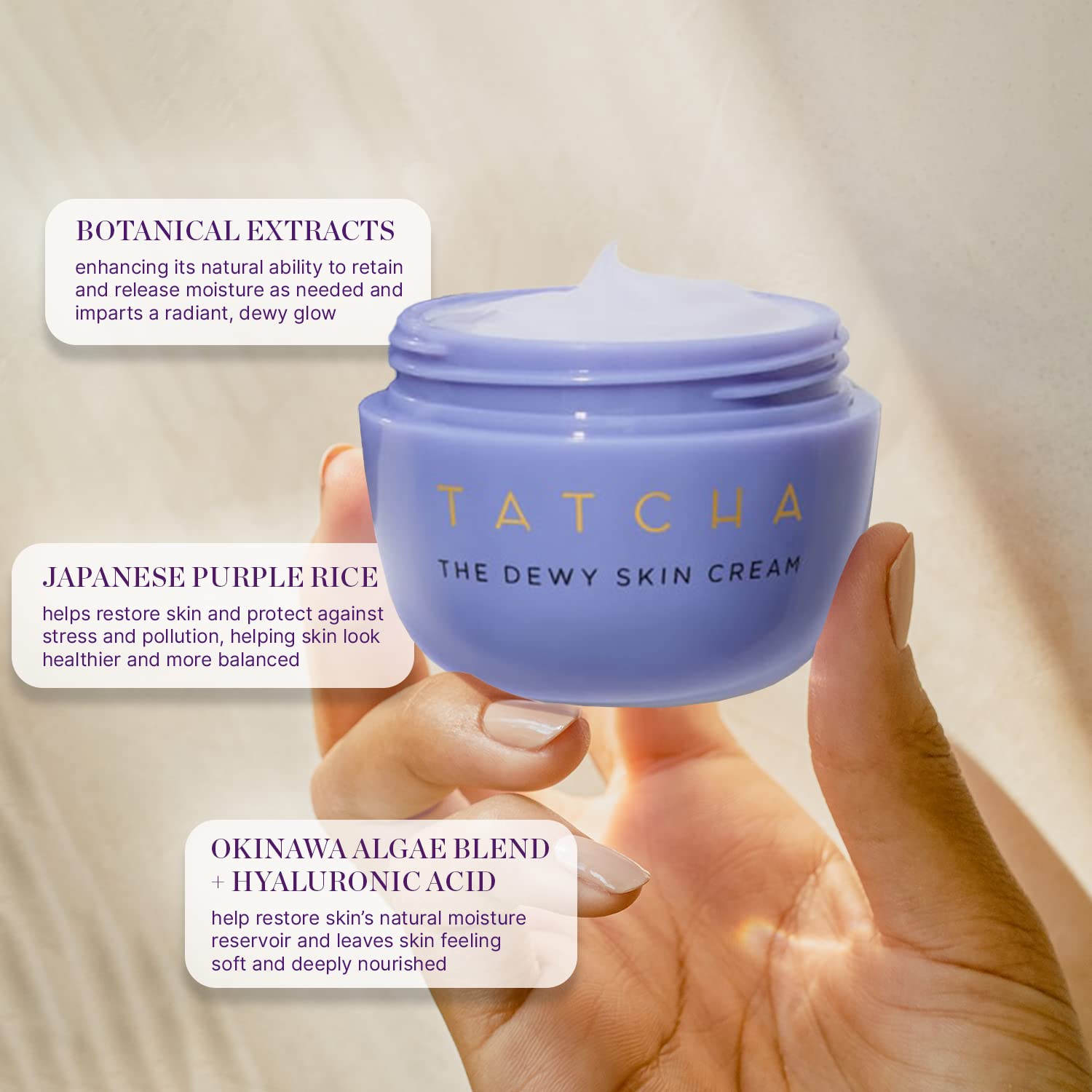 TATCHA The Dewy Skin Cream, 10 ml - Rich Hydrating Face Cream for Dry & Combo Skin, Plumps & Protects, Travel Size