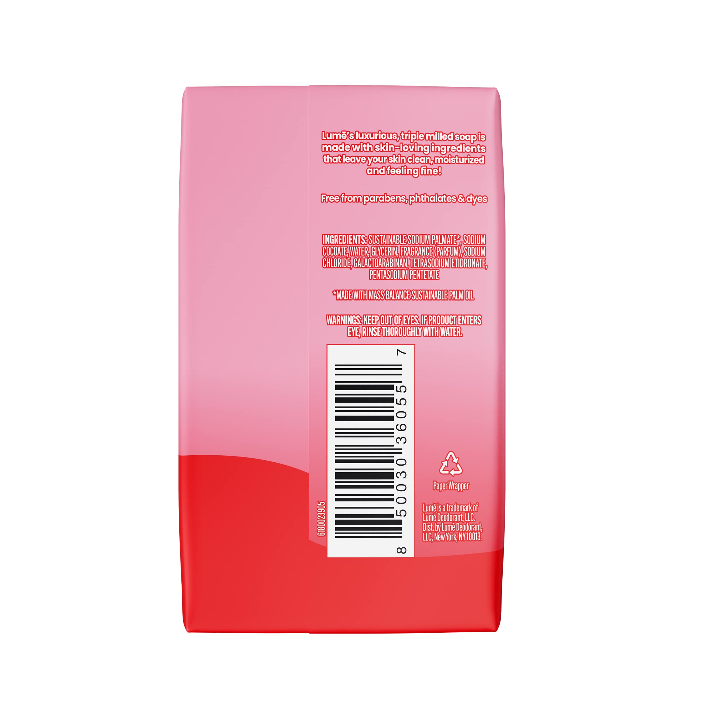 Lume Triple Milled Soap - Rich Moisture & Gentle Cleansing - Paraben Free, Phthalate Free, Skin Safe - 5 Ounce (Peony Rose)