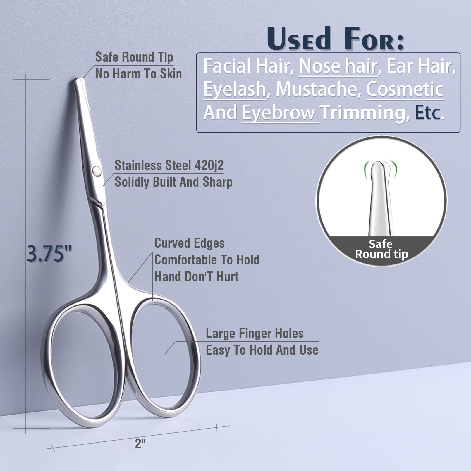 Professional Nose Hair Small Scissors With Leather Case (Black)