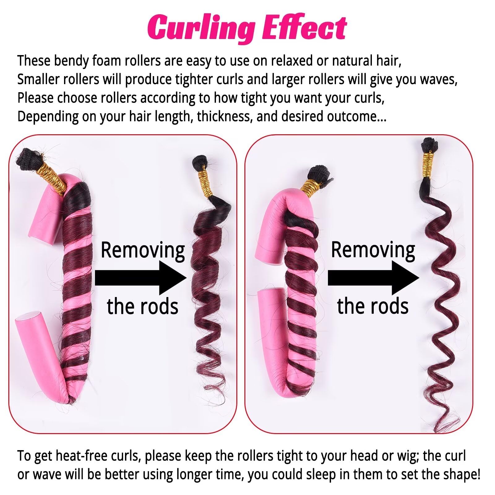 Royota 30Pcs 9.45'' Flexible Foam Curling Rods, Twist Heatless Hair Rollers For Women, Girls, Long And Short Hair, Sleep-In (0.7
