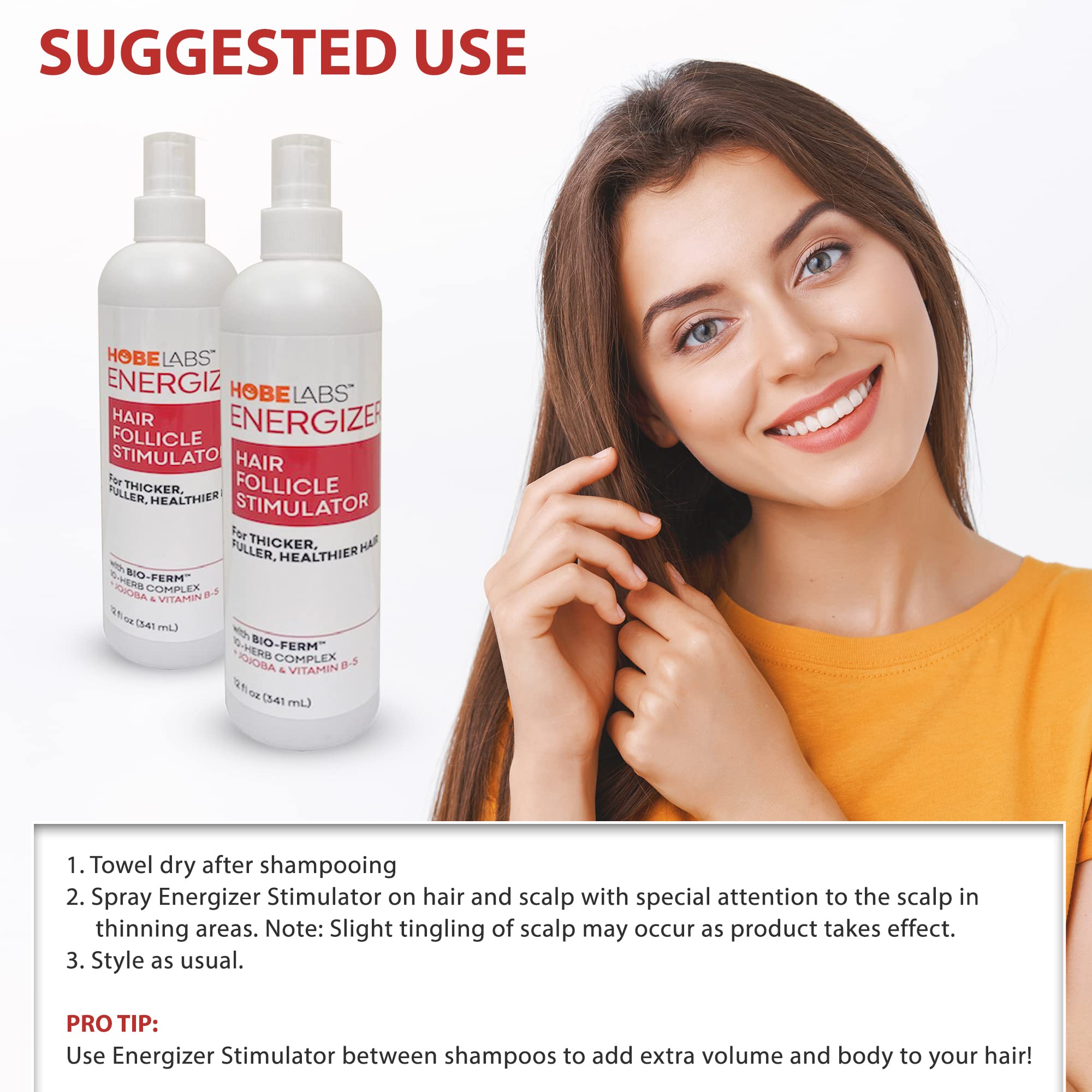 Hobe Labs Energizer Hair Follicle Stimulator With Jojoba And Vitamin B-5 For Thicker, Fuller Hair, 12 Oz