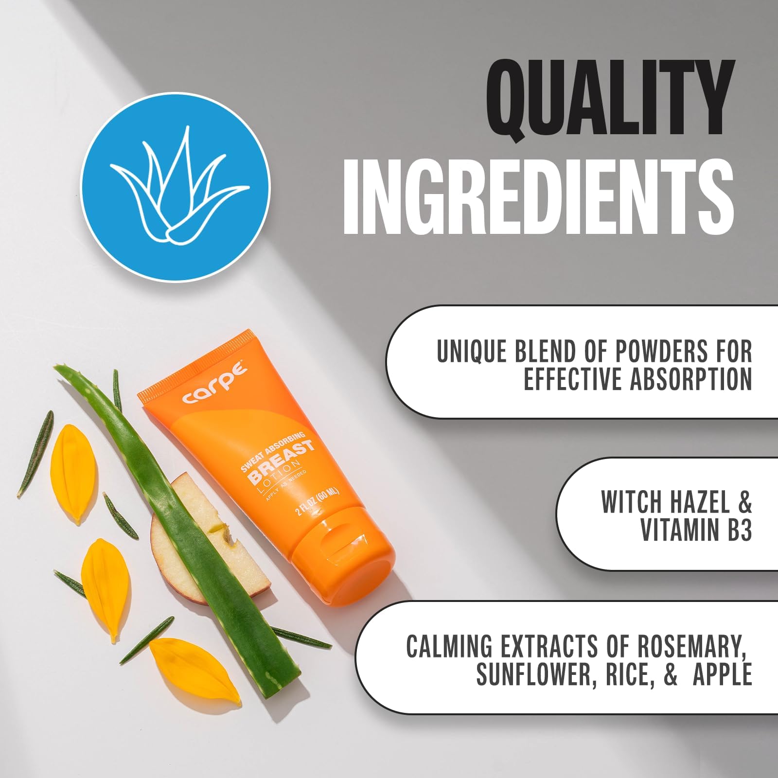 Carpe No-Sweat Breast (Pack Of 2) - Helps Keep Your Breasts And Skin Folds Dry - Sweat Absorbing Lotion - Helps Control Under Br