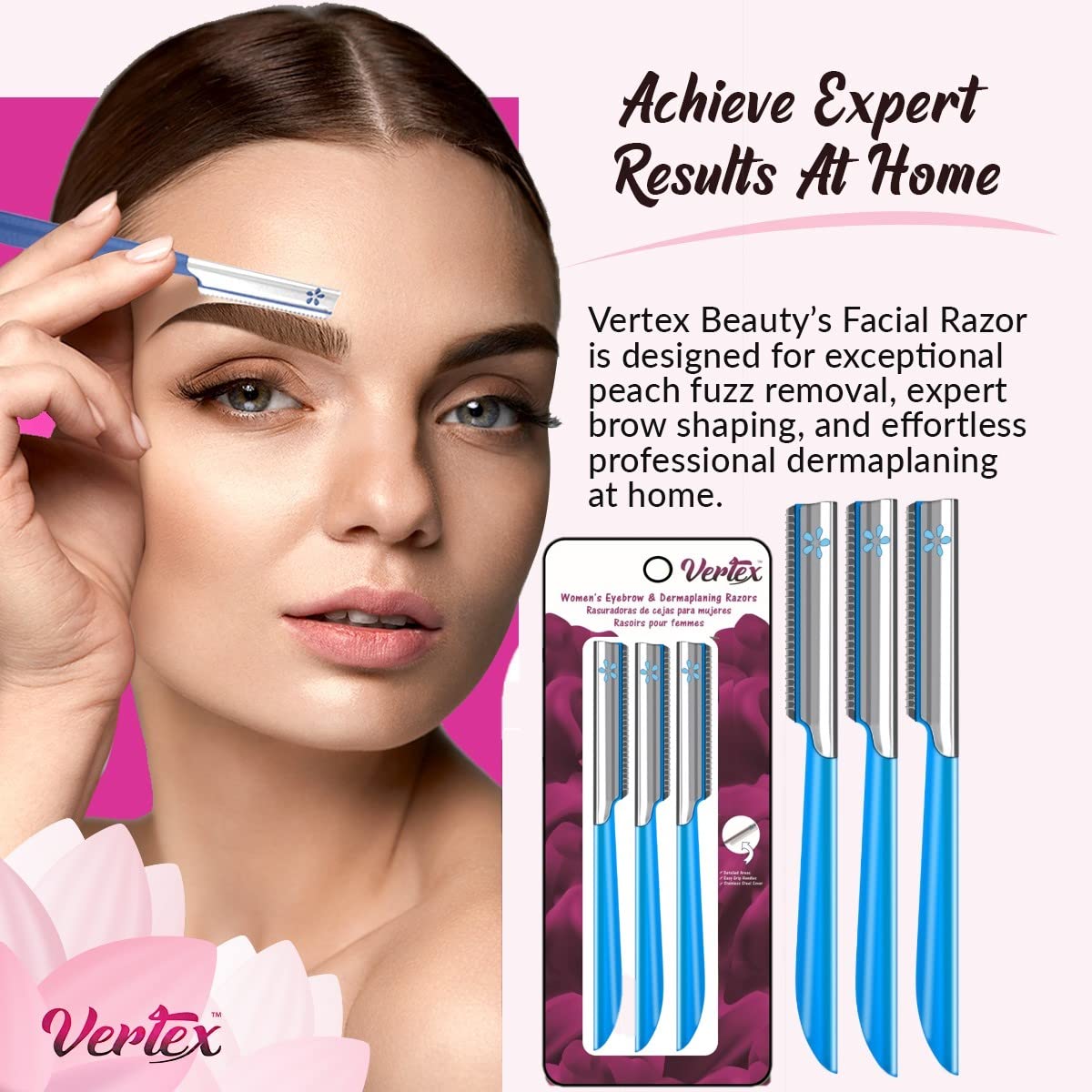 Facial Razor Hair Removal - Dermaplaning Tool Peach Fuzz Remover Trimmer Women Remove Fine Hair Blue Eyebrow Razors Dermaplane F