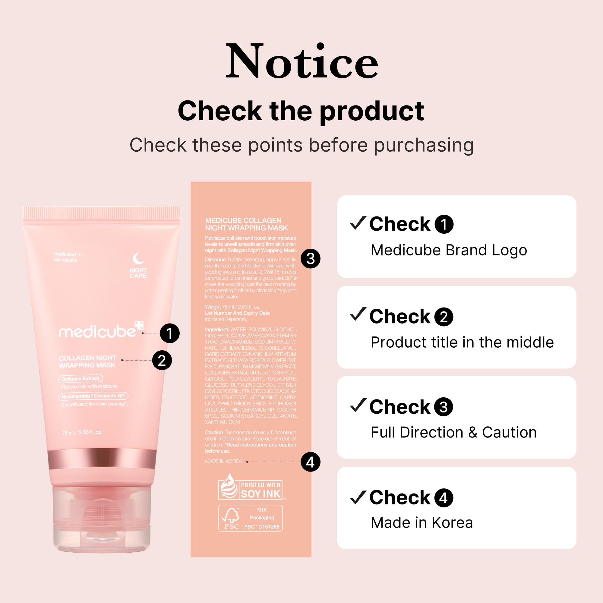 Medicube Collagen Overnight Wrapping Peel Off Facial Mask Pack - Elasticity & Hydration Care, Reduces Sagging & Dullness - Hydro