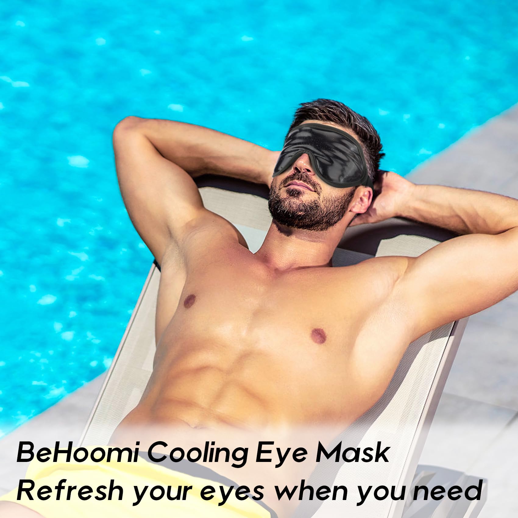 Behoomi Cooling Eye Mask, Gel Eye Mask Cold Eye Ice Pack, Reusable Ice Mask, Cool Relaxation, No Freeze, Comfort Snug Fit, Cold