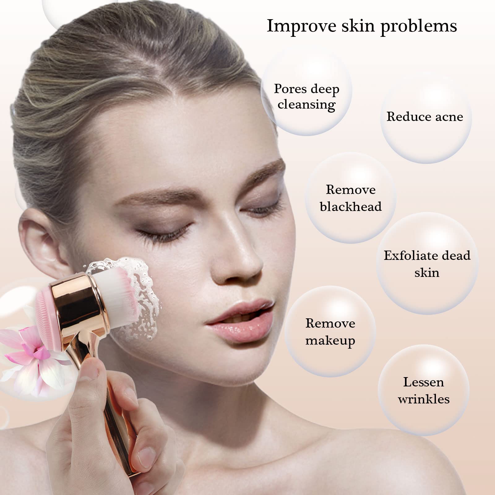 Beomeen Face Brush 2 In 1, Facial Cleansing Exfoliating Brush With Ultra Fine Soft Bristles For Pore Deep Cleansing Silicone Dou