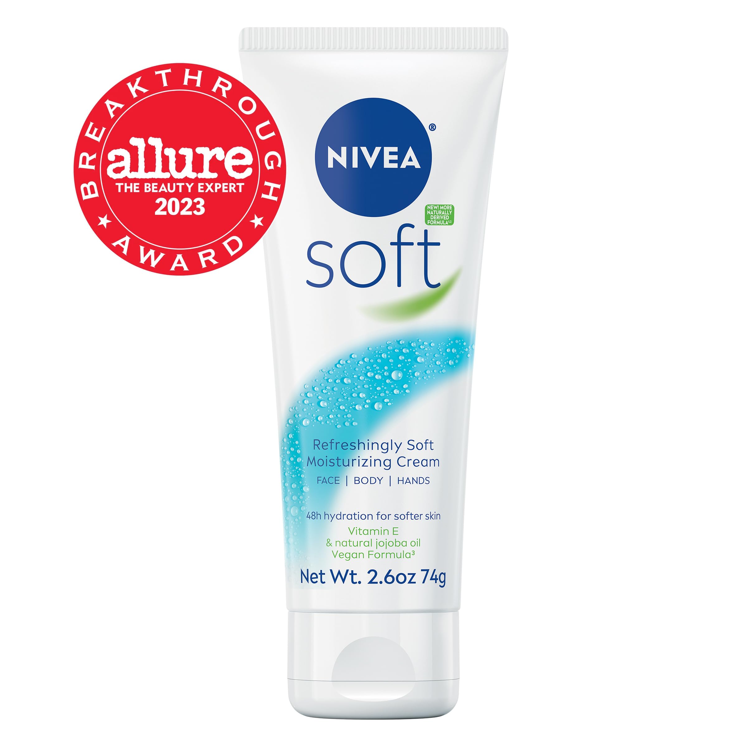 Nivea Soft Refreshingly Soft Moisturizing Cream, Lightweight Moisturizer For Face, Body And Hands, Body Cream Enriched With Jojo