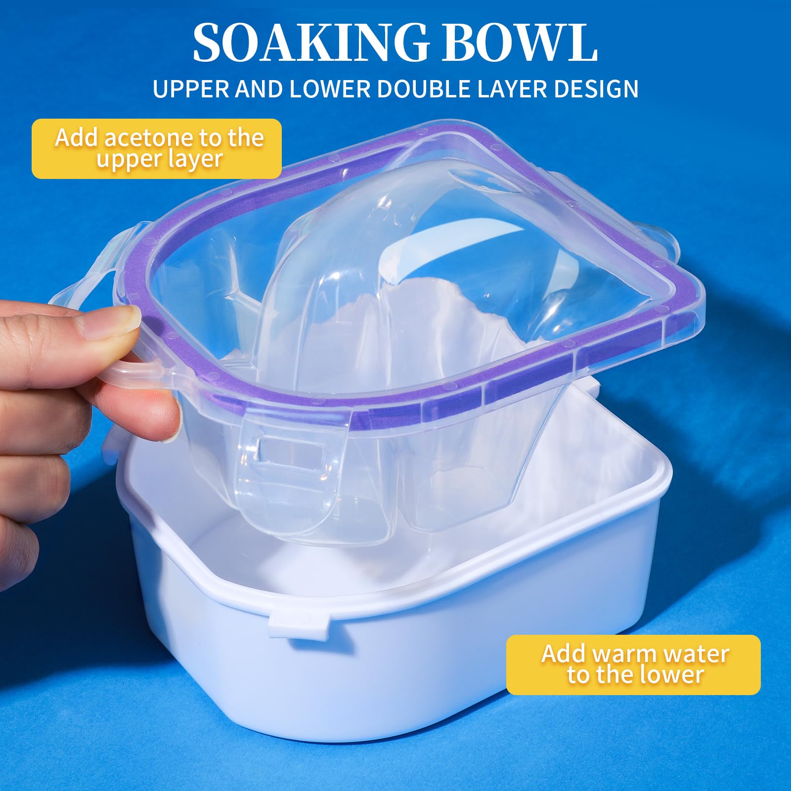 Teenitor Soak Off Bowl Nail Soaking Bowl Acetone Proof, Soak Off Gel Polish Remover Bowl, Dip Powder Remover Tools Cuticle Pushe