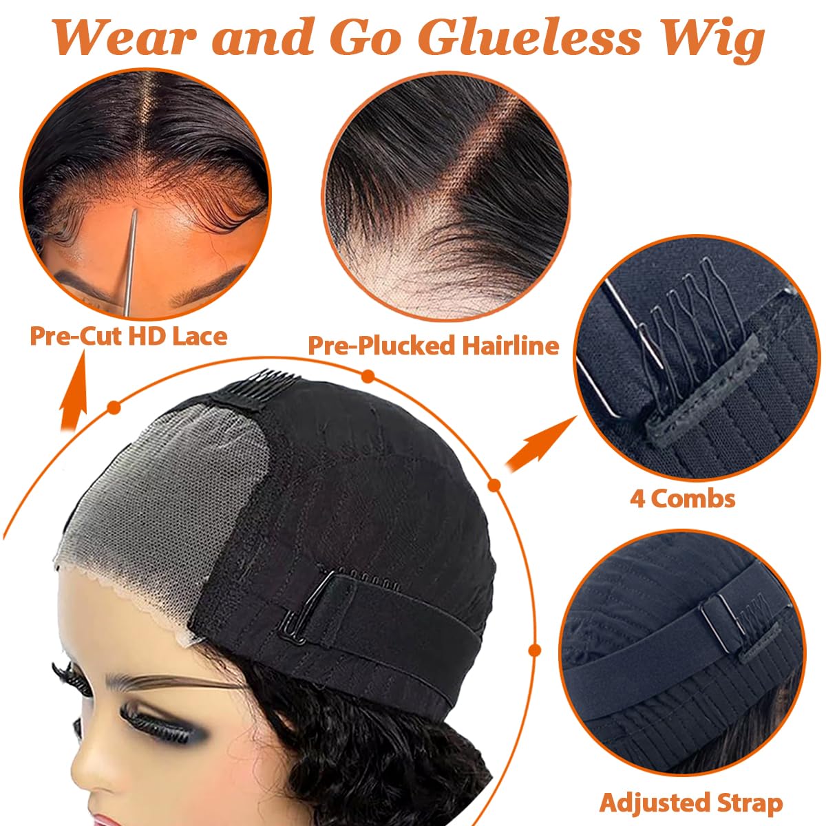 Maytune Wear And Go Glueless Bob Wigs Human Hair Pre Plucked Pre Cut Upgrade 4X4 Hd Lace Closure Wigs Human Hair For Beginners S
