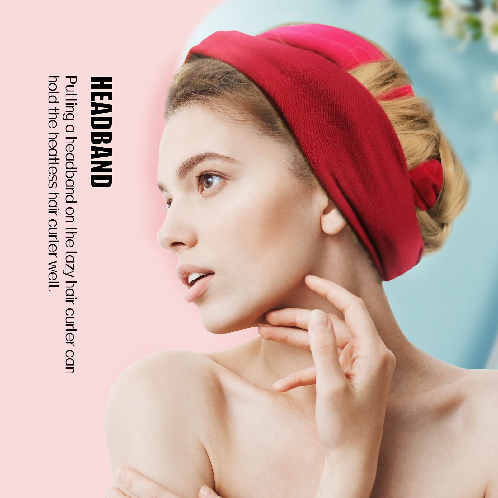 Fitifun Hair Curlers, 61' Extra Long No Heat Curling Headband Hair Curlers To Sleep In, Heatless Hair Curlers For Long Hair (Red