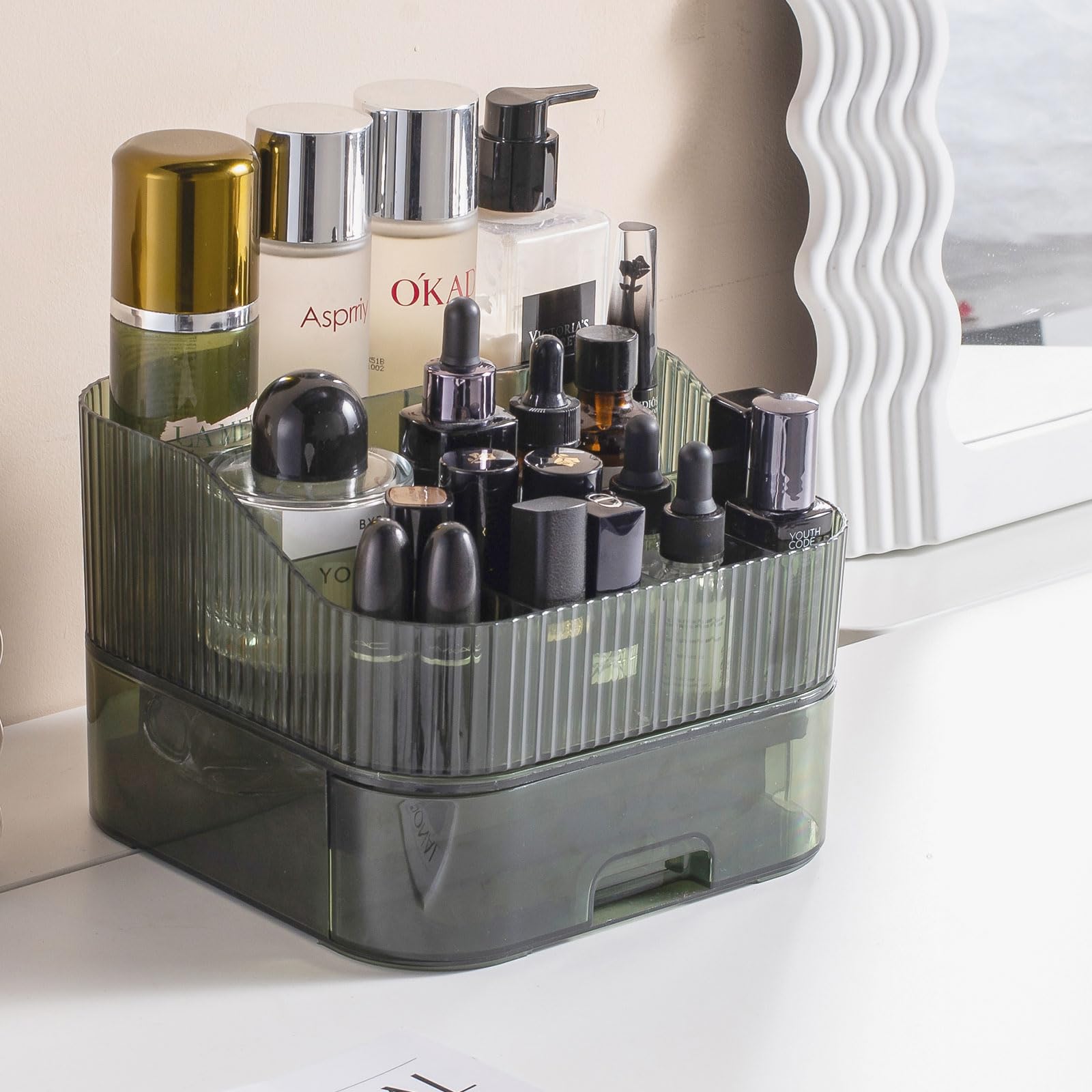 YOOLENS Makeup Organizer with Stackable Drawer Countertop Vanity Cosmetics Organizers for Skincare Perfumes Lotions Lipsticks, G