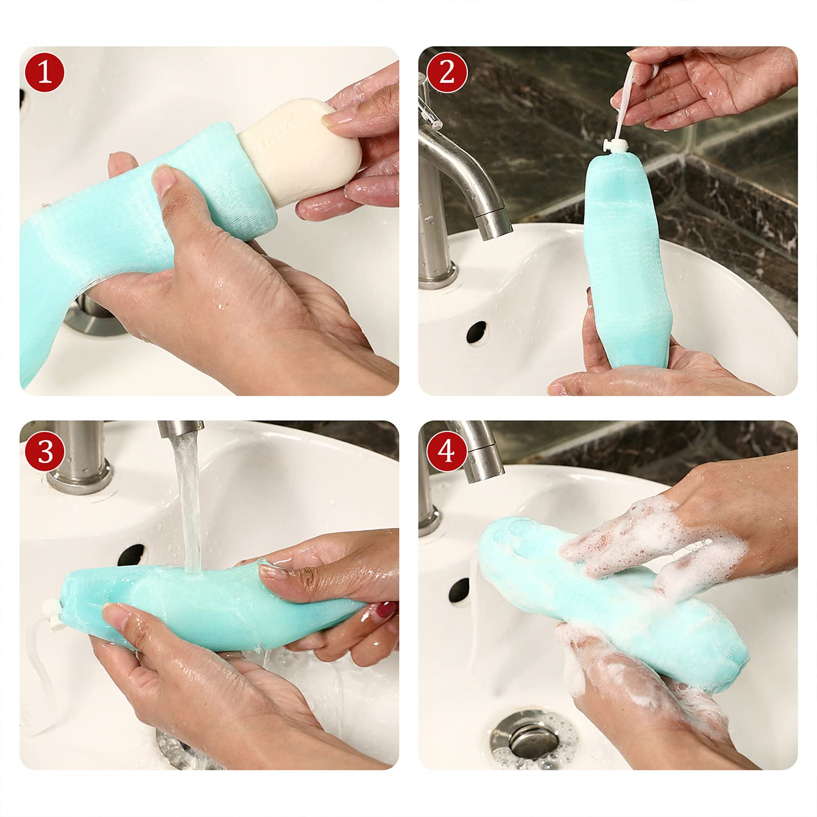 Exfoliating Mesh Soap Pouch Mesh Soap Saver Bag Bubble Foam Net For Body Facial Cleaning Tool, Random Colors (20)