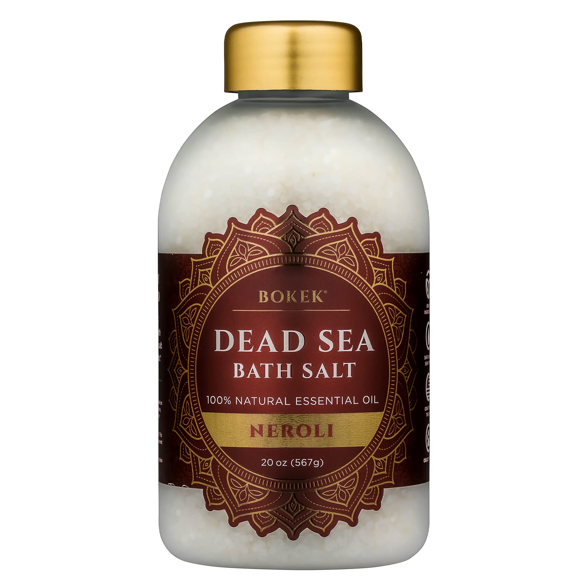 Bokek Bokek Organic Neroli Bath Salt, Dead Sea Salt Scented With Certified Organic Essential Oil, 20 Ounce Jar, White, Neroli, 2