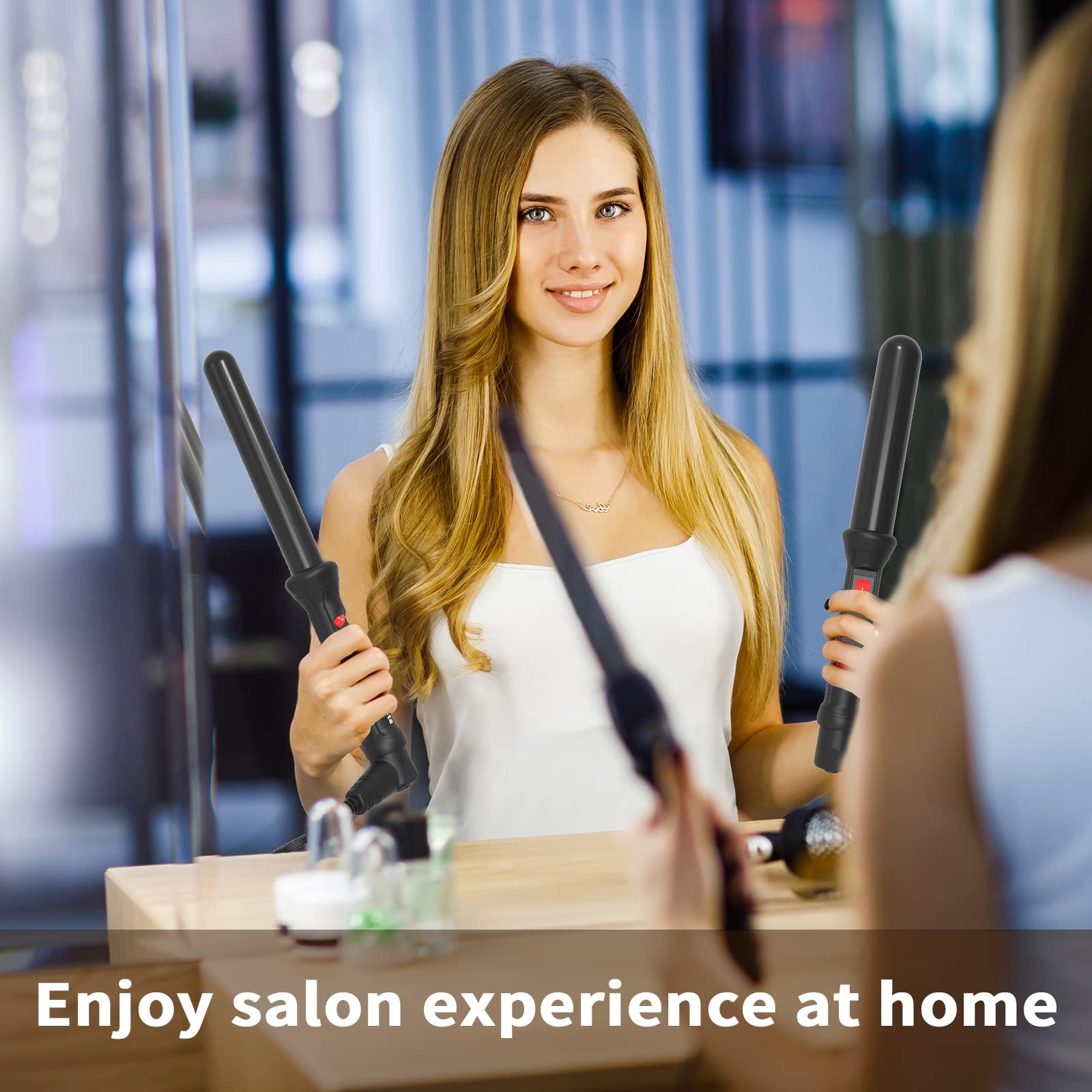 Curling Wand Long Barrel 1 Inch For Short & Long Hair, Micsta Curling Iron Hot Styling Tools Ceramic Coated For Beach Waves,Nega