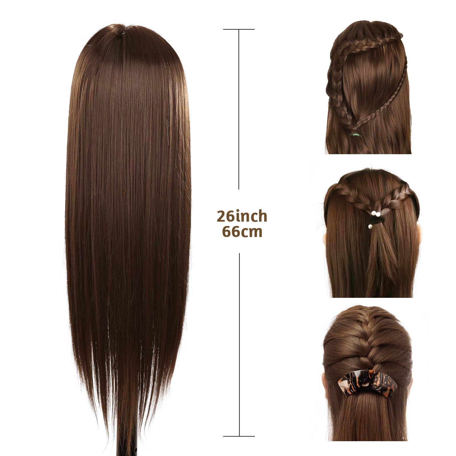 Mysweety Mannequin Head With Human Hair, 80% Real Hair 26'' Makeup Hairdressing Practice Training Head, Cosmetology Manikin Doll