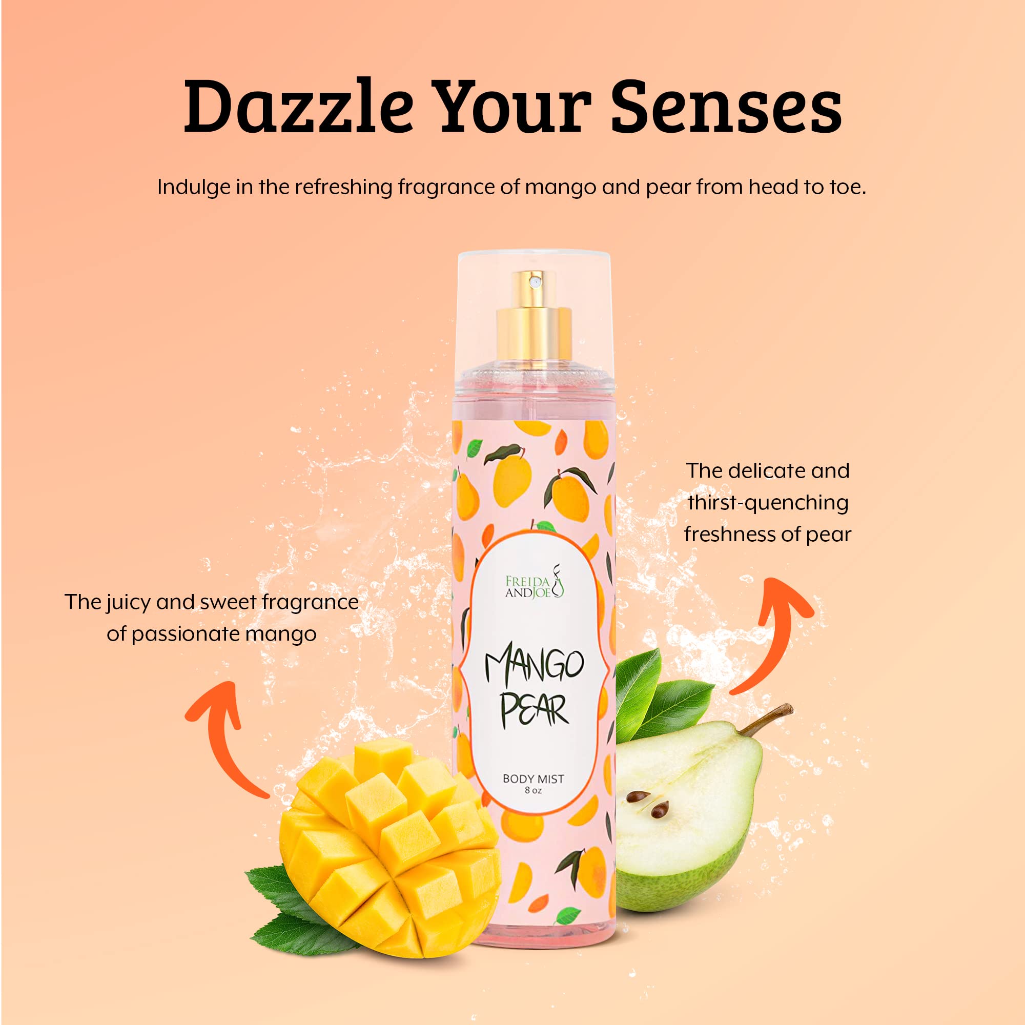 Exquisite Body Spray Mango Pear Scent: Luxury Women'S Perfume Fragrance Body Mist Spray - Ideal For Special Occasions - 8 Oz Fin