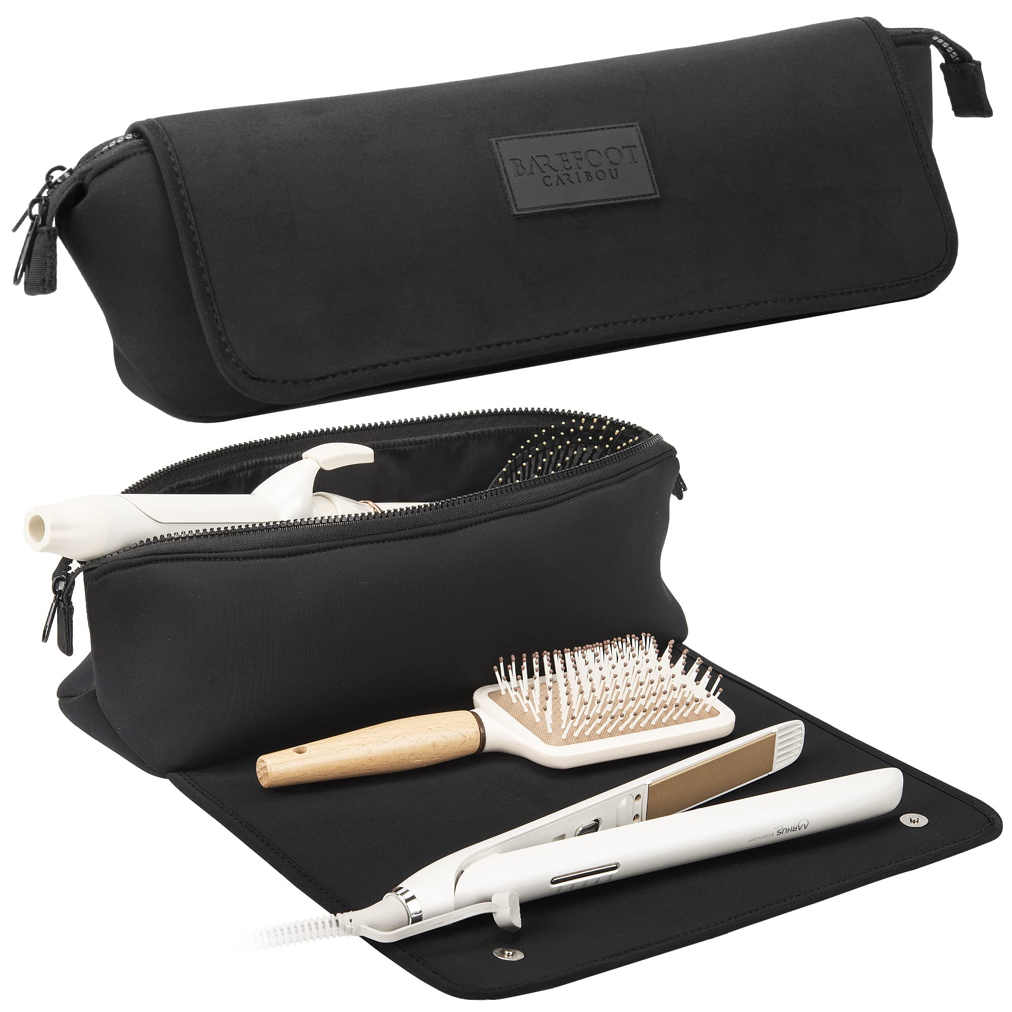 BAREFOOT CARIBOU Hair Tools Travel Bag and Heat Resistant Mat for Flat Irons, Straighteners, Curling Iron, Haircare Accessories,