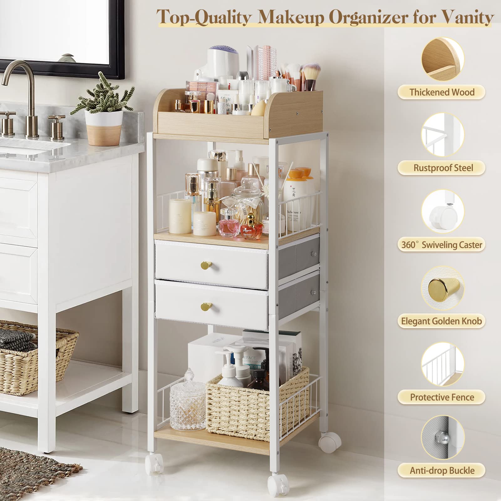 Makeup Organizer, Floor Skincare Organizers, Make Up Organizers And Storage With Drawers, Vanity Organizer Cosmetics Display Cas