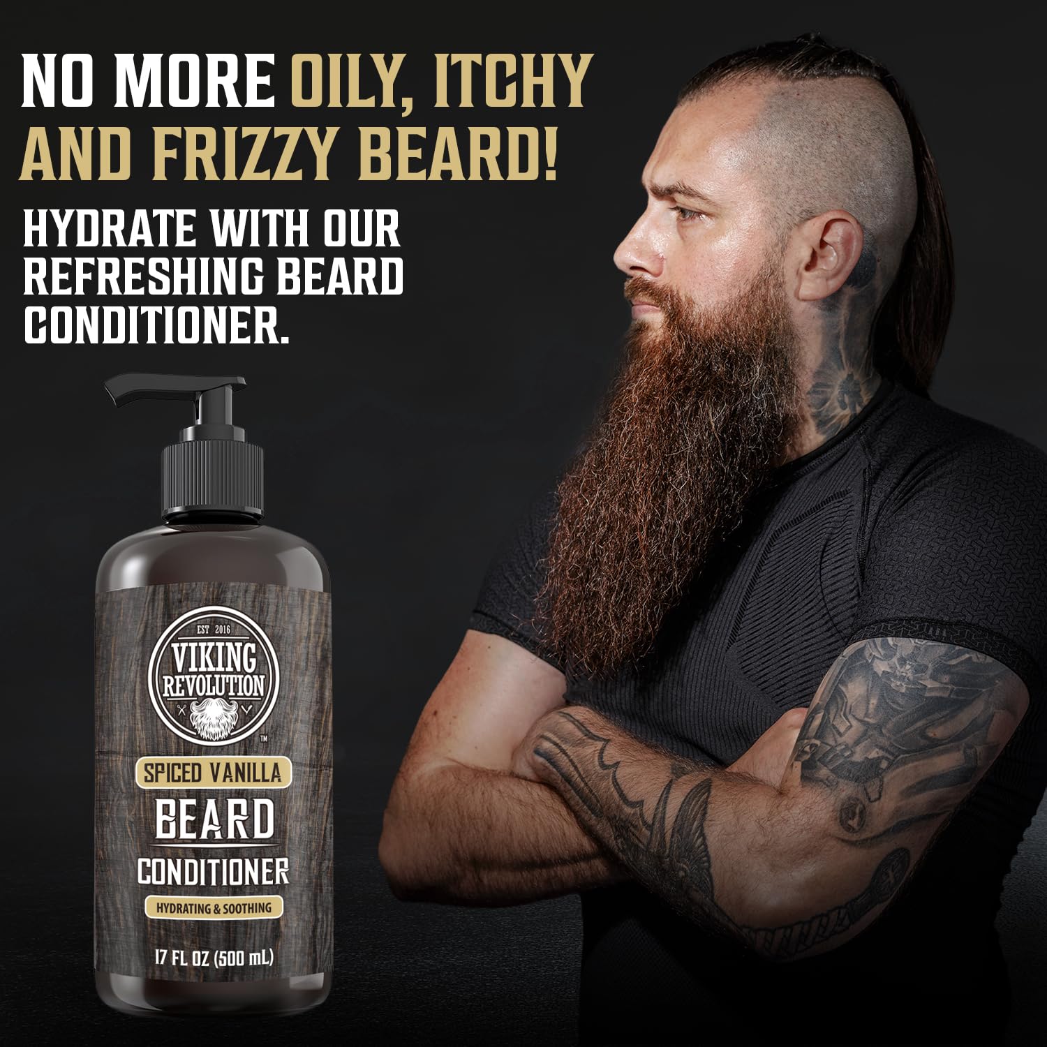 Viking Revolution Spiced Vanilla Beard Conditioner For Men With Argan Oil And Jojoba Oil - Beard Softener And Strengthener Natur