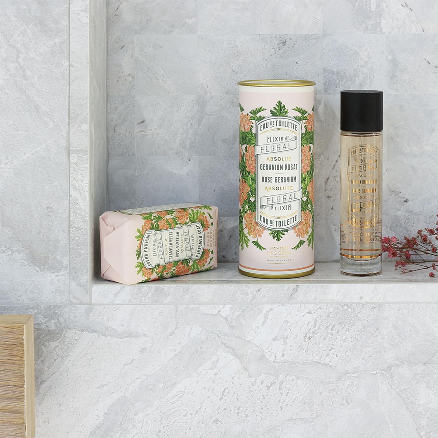 Panier Des Sens - Rose Geranium Bar Soap - Moisturizing Gentle Scented Soap Bar - Natural Soap With Olive Oil - 97% Natural Ingr