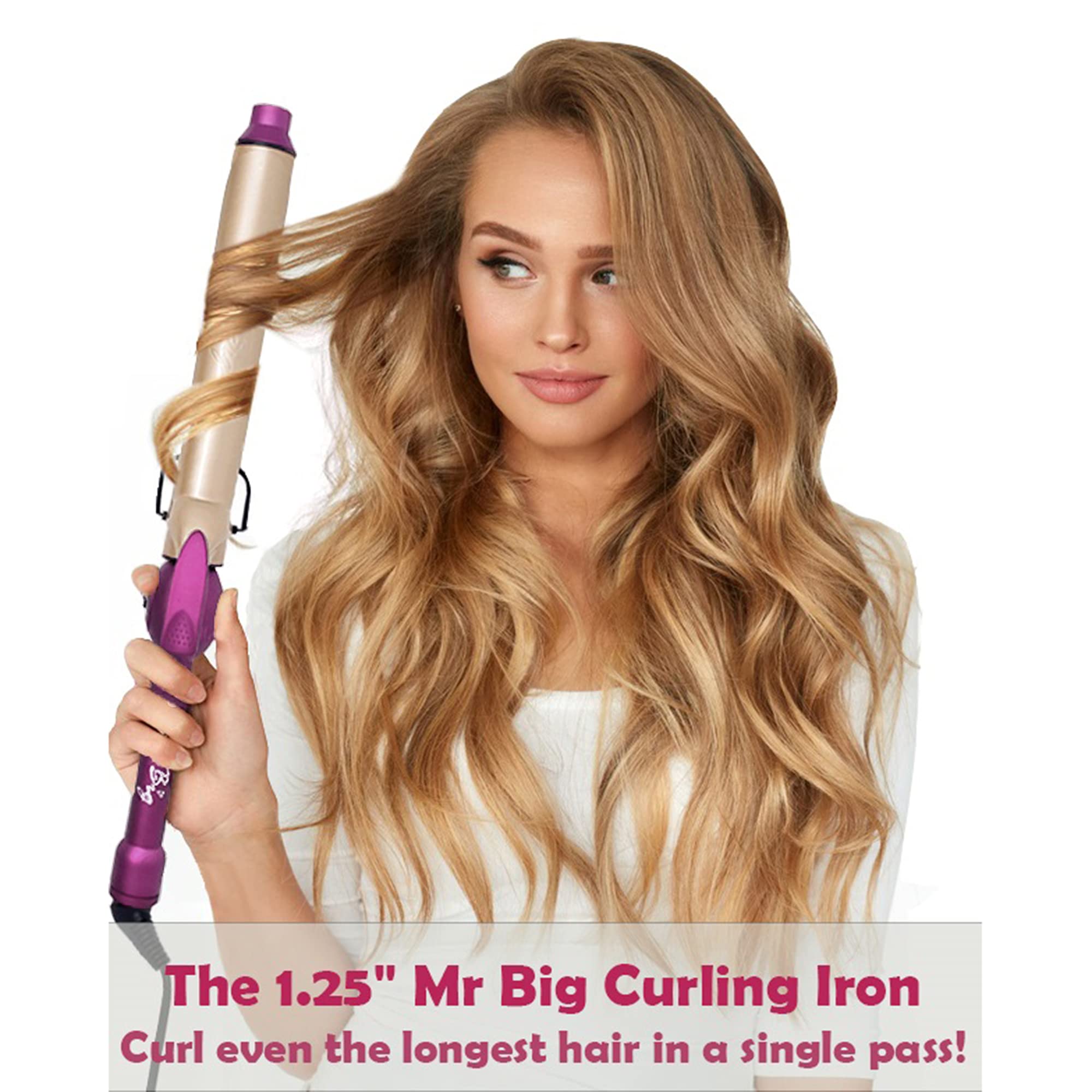 Mr Big Original Hair Curling Iron Wand - The Best, Longest Xl Styling Curling Irons For Long Hair On The Market, Change Flat Bed