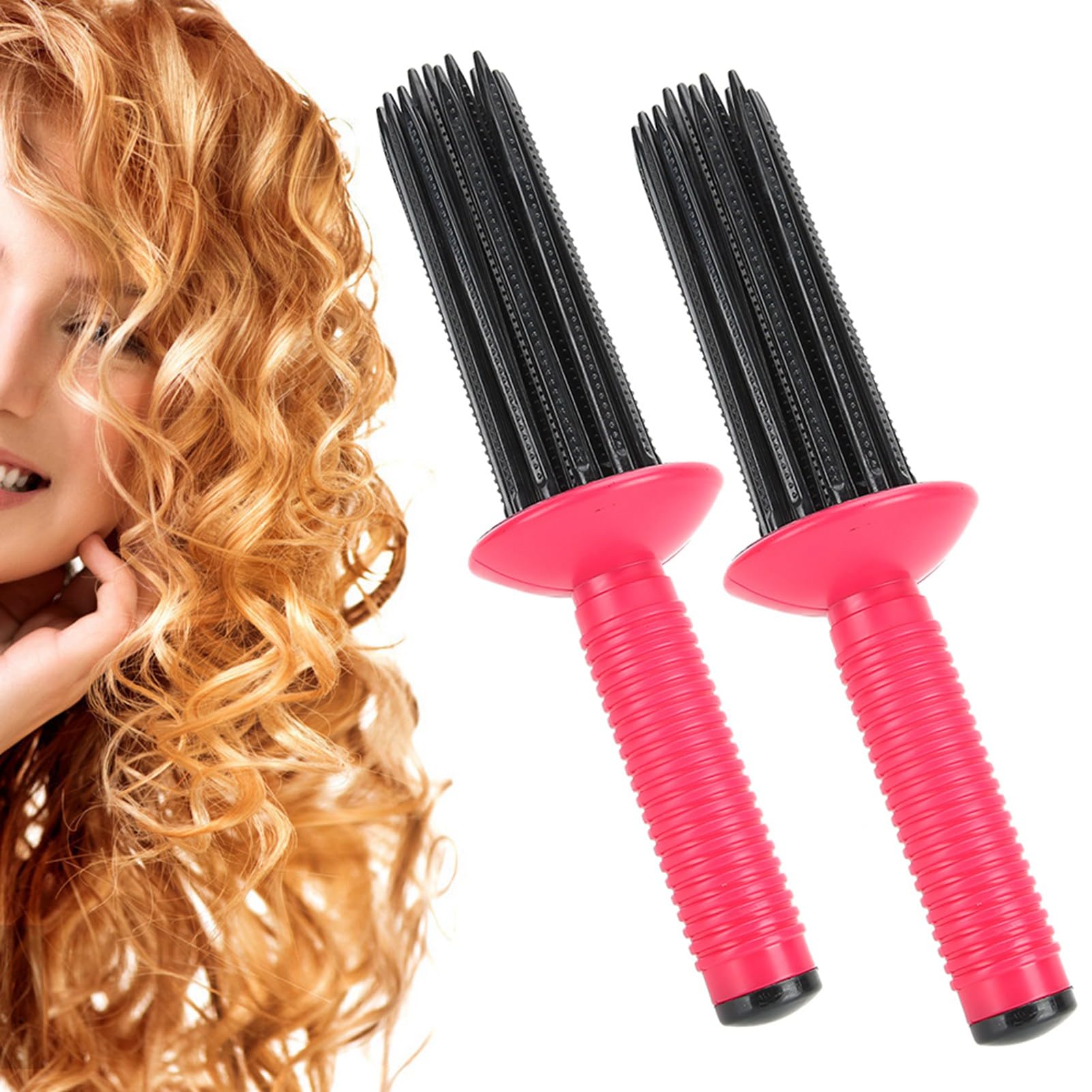 Hair Curling Roll Comb 2Ps, Hair Curler,Hair Fluffy Curling Comb Hair Comb Hair Straightening Irons Curling For Straighteners Wa