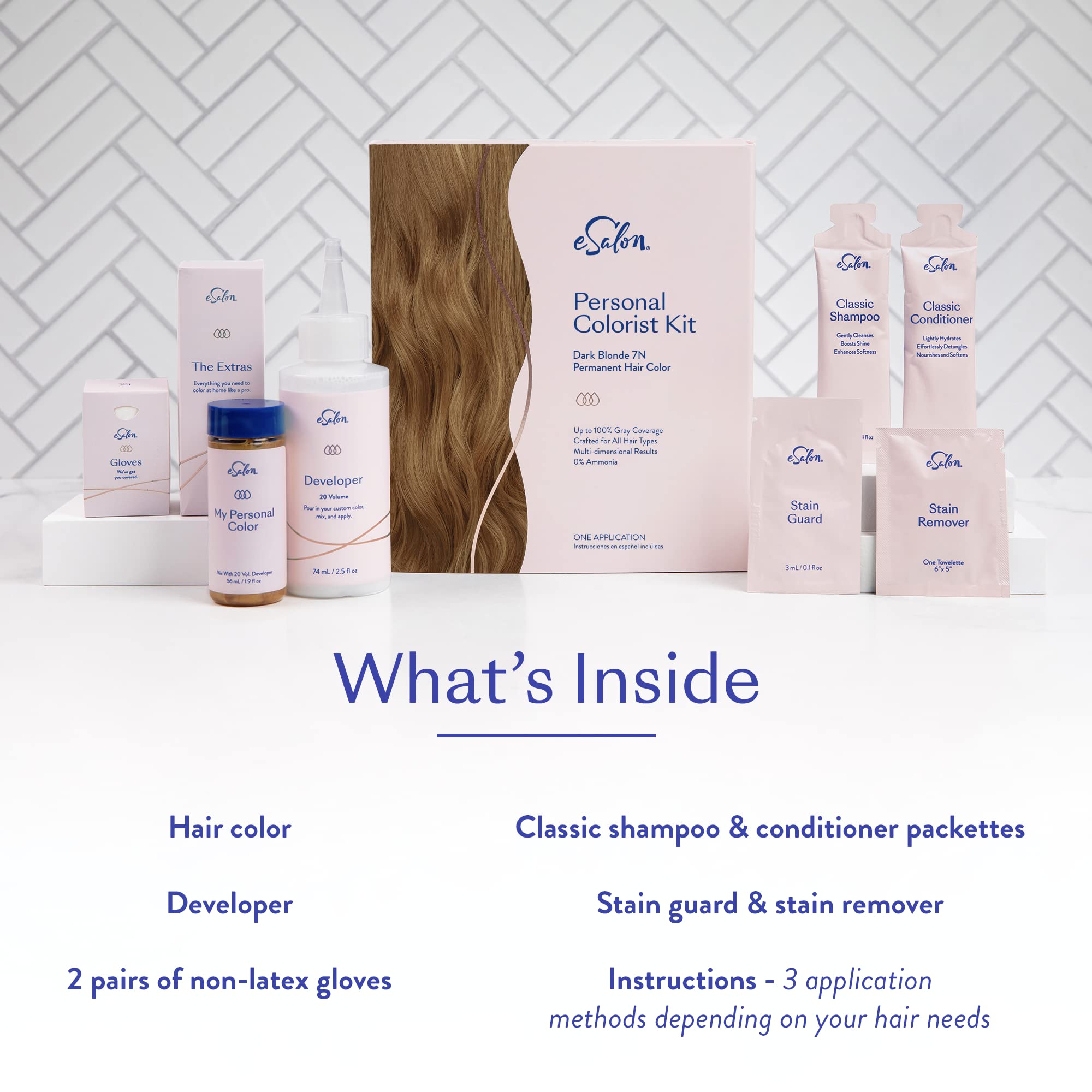 Esalon Permanent Hair Color & Hair Dye Kit - Dark Blonde - Professional-Grade Ammonia-Free Colorist For Up To 100% Gray Coverage