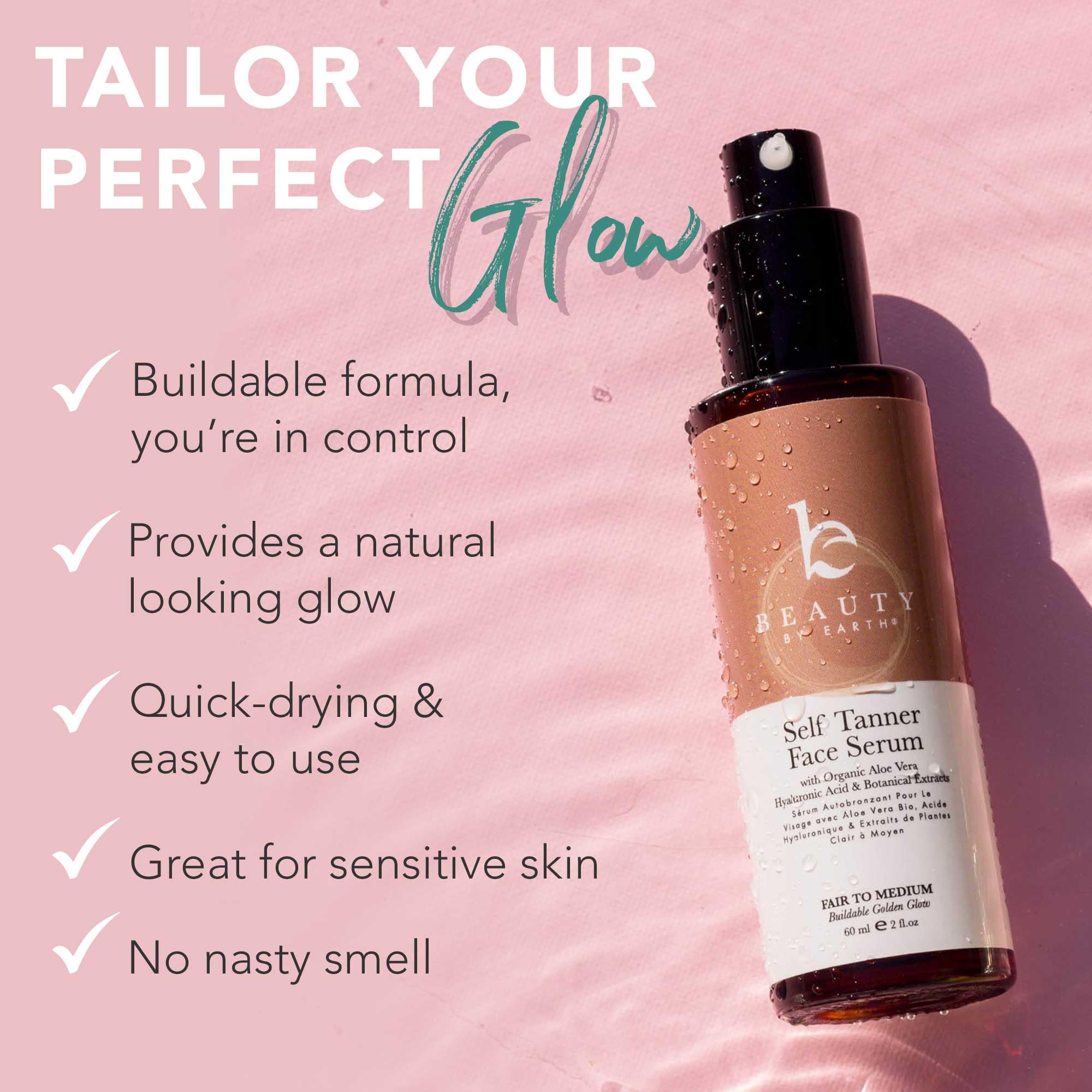 Face Tanner Serum - Fair to Medium Sunless Tanner for Face Sunless Tanner with Hyaluronic Acid - Self Tanner for Face Self Tan -