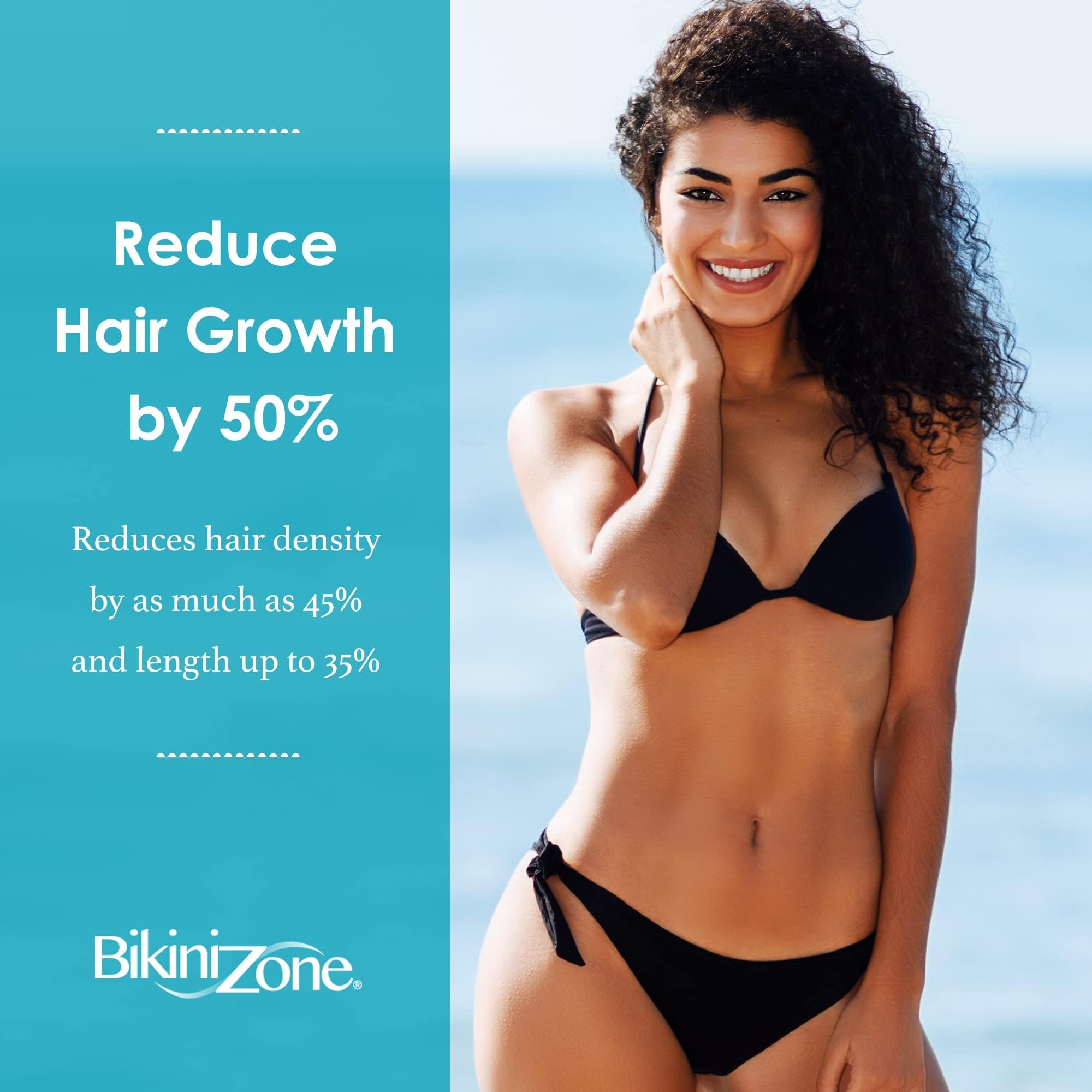 Bikini Zone Hair Growth Inhibitor - Cream To Help Stop Hair Growth For Face, Legs, Lips & Chin - Reduces Hair Density & Length -
