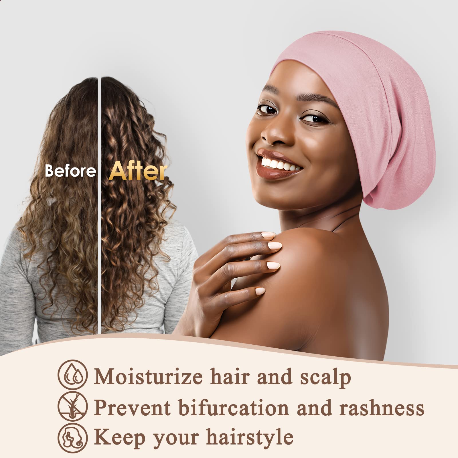 OLESILK 100% Mulberry Silk Bonnet for Sleeping Women, Silk Hair Wrap for Sleeping, Silk Sleep Bonnet for Women&Men, Real Silk, N