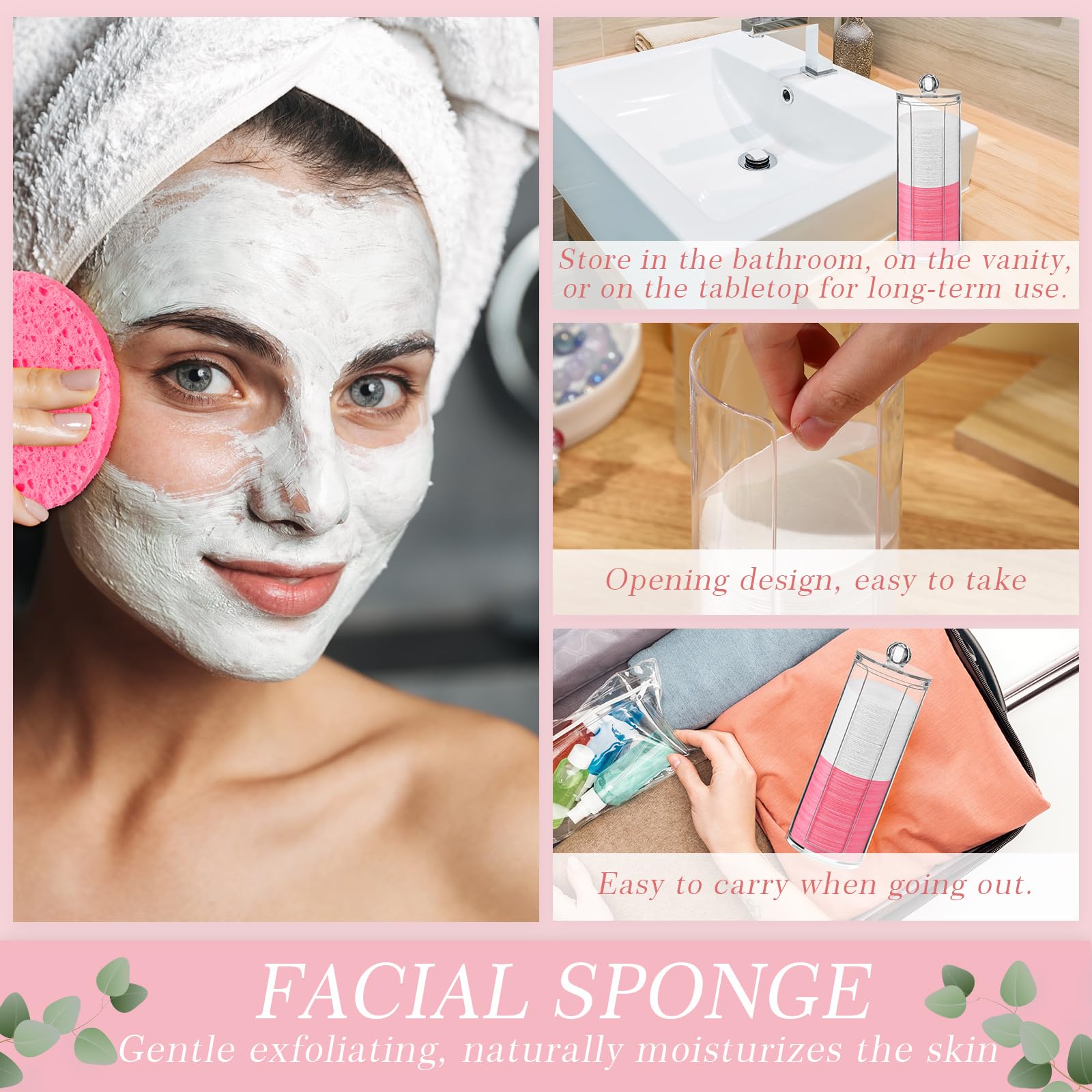 Sieral 120 Pcs Compressed Facial Sponges With Container Disposable Face Sponge Pads For Washing Face Cleansing Exfoliating Esthe