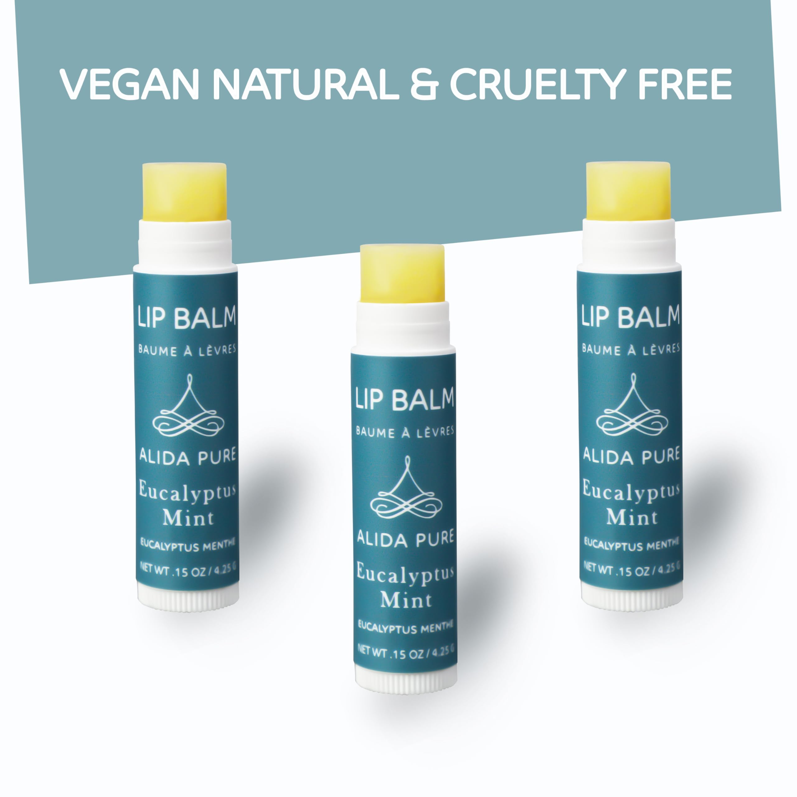 Alida Pure Eucalyptus Mint Lip Balm Collection, Vegan Lip Balm Set, Beeswax Free, With Avocado Oil, Organic Jojoba Oil, And Vita