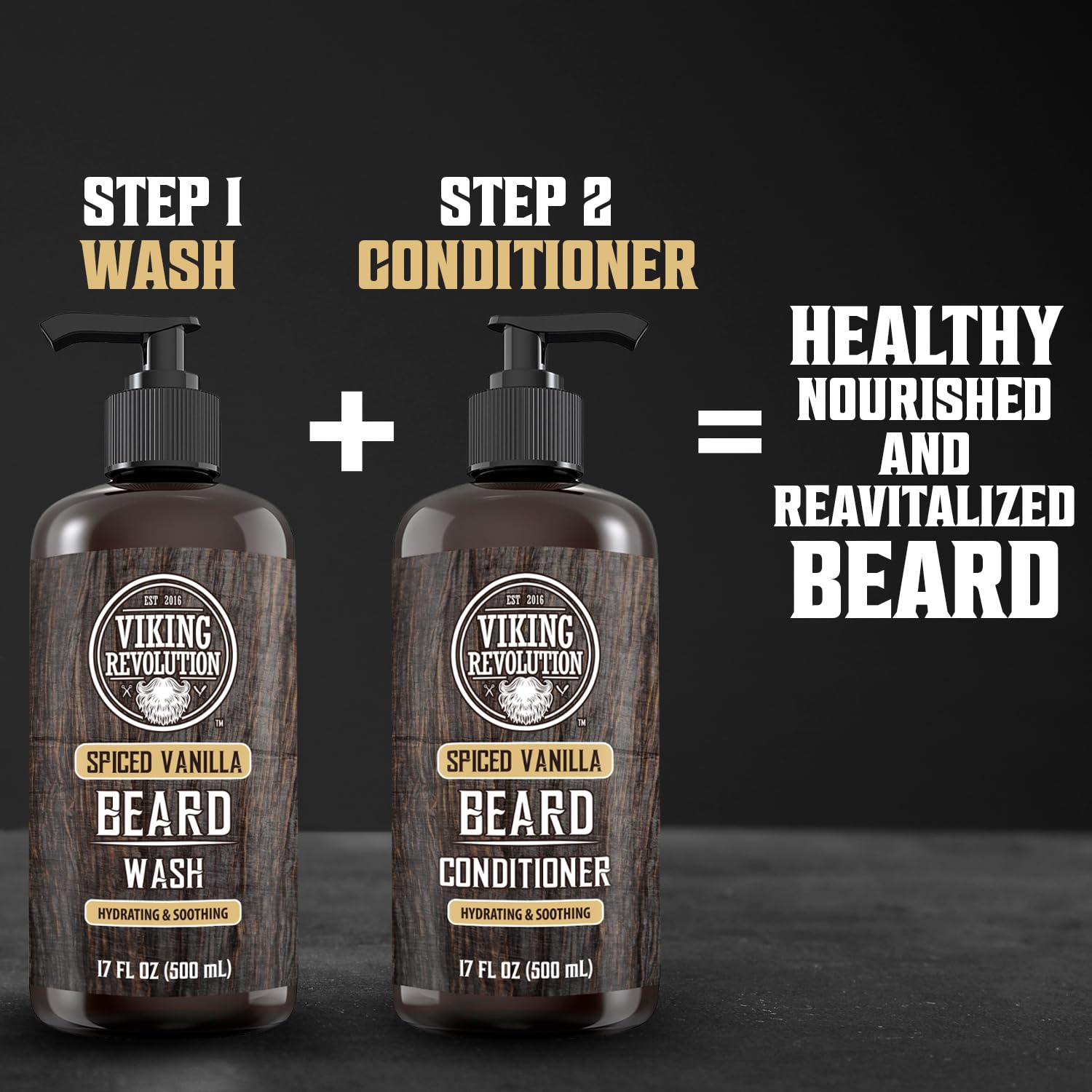 Viking Revolution Spiced Vanilla Beard Wash For Men With Argan Oil And Jojoba Oil - Beard Softener And Strengthener Beard Shampo