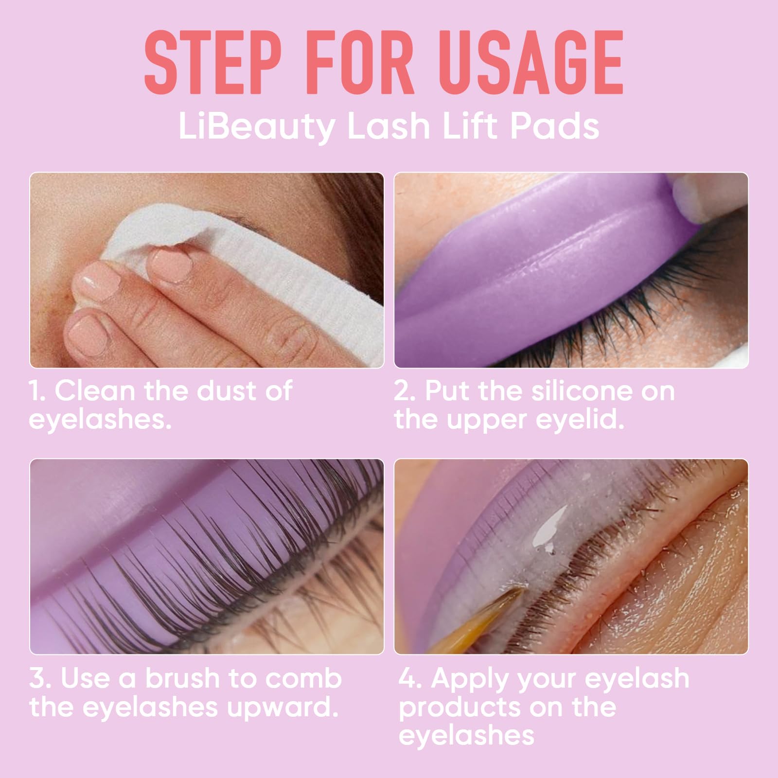 Libeauty Eyelash Lift Pads Reusable Silicon Lash Perm Rod 5 Sizes L-Curl Eyelash Lifting Shield Diy Use At Home Or Salon Lash Pe