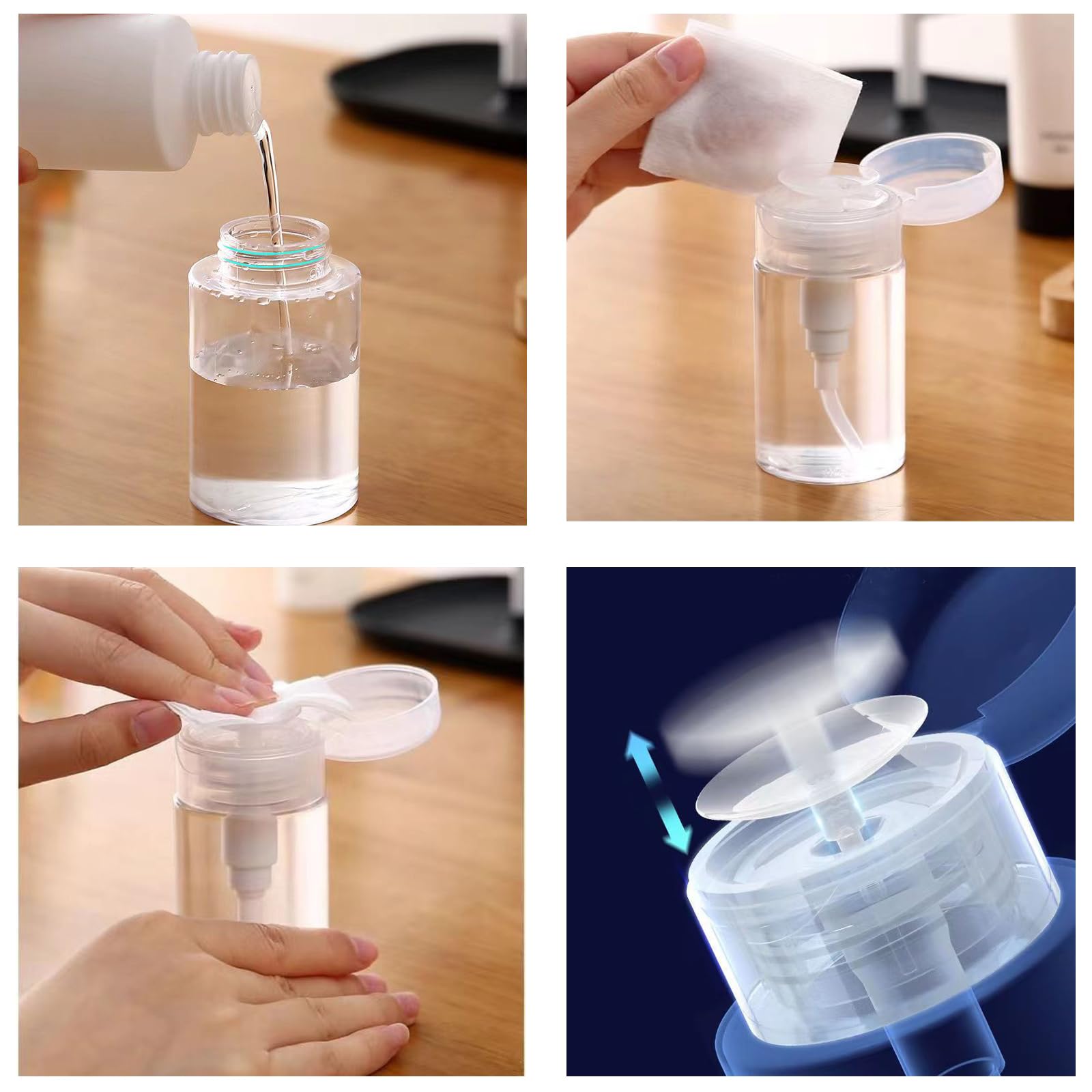 Ponjowl Gel Nail Polish Remover Kit With 10Pcs Black Nail Polish Remover Clips Cap, Acetone Nail Dispenser Bottle, Polish Cuticl